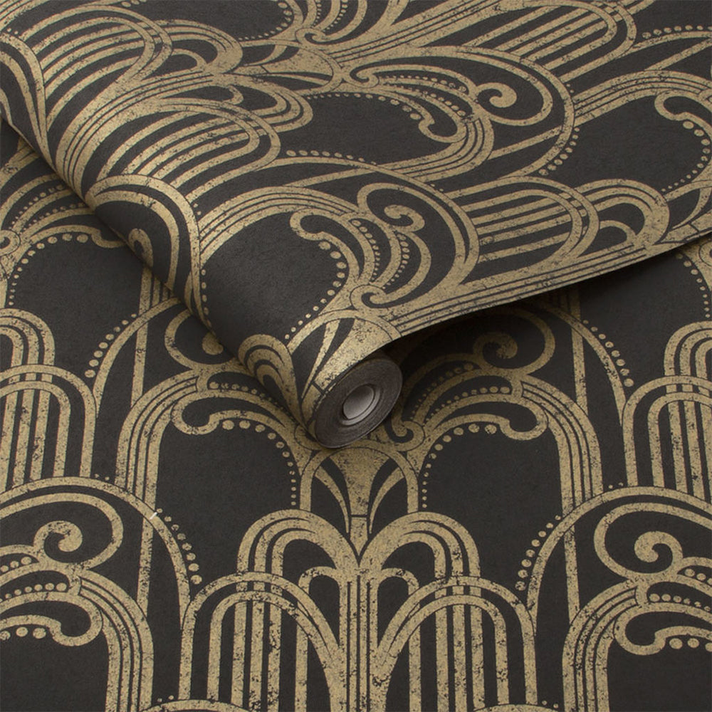 Select Graham & Brown Wallpaper Art Deco Black and Gold Removable Wallpaper_3