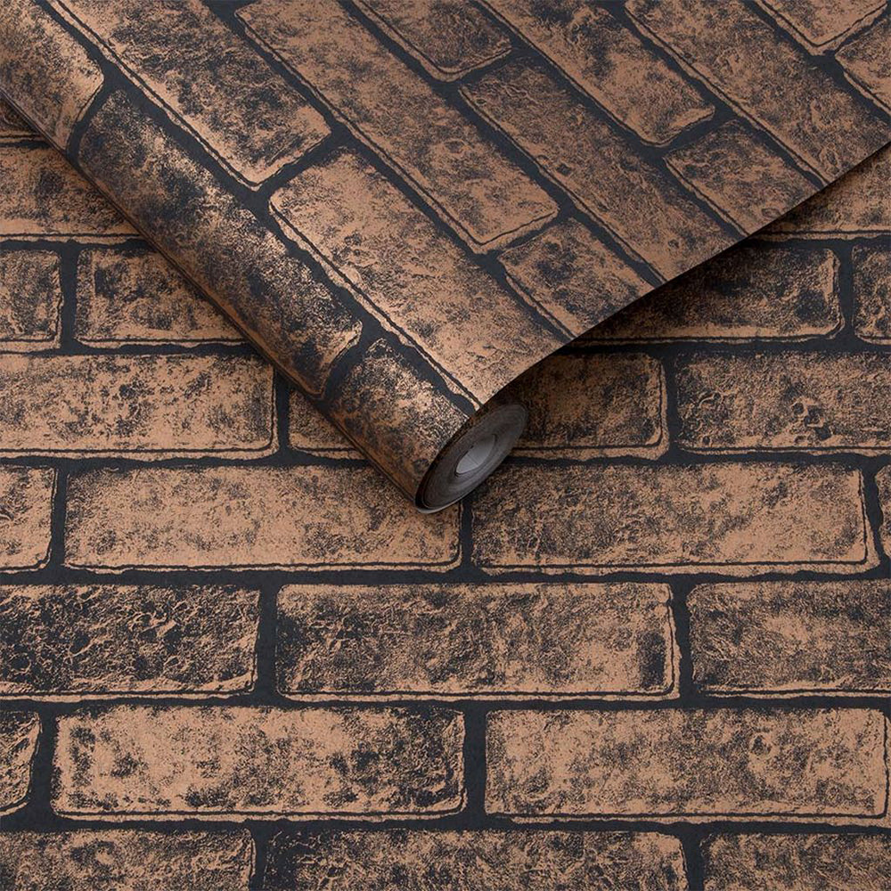 Purchase Graham & Brown Wallpaper Metallic Brick Bronze Black Removable Wallpaper_3