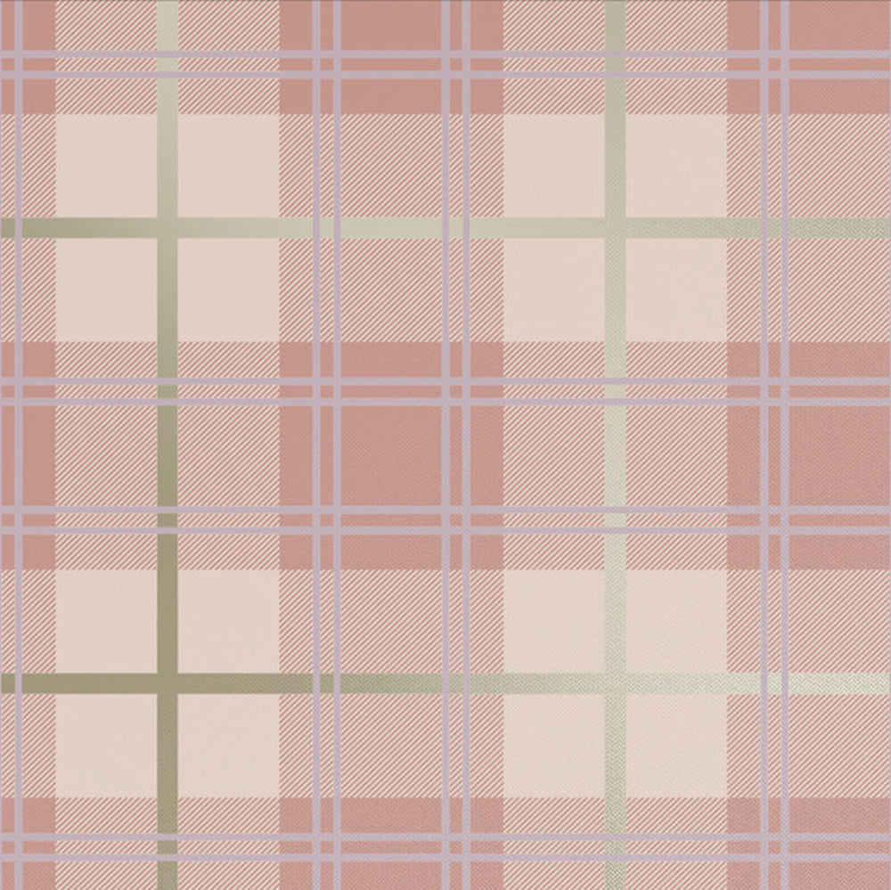 Twilled Plaid Wallpaper in Pink and Rose Gold
