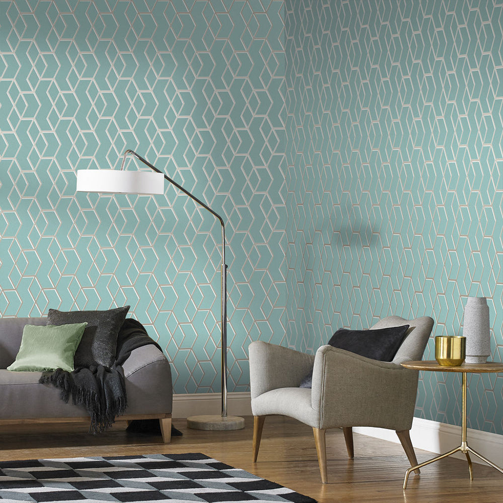 Search Graham & Brown Wallpaper Archetype Mint and White Gold Removable Wallpaper_2