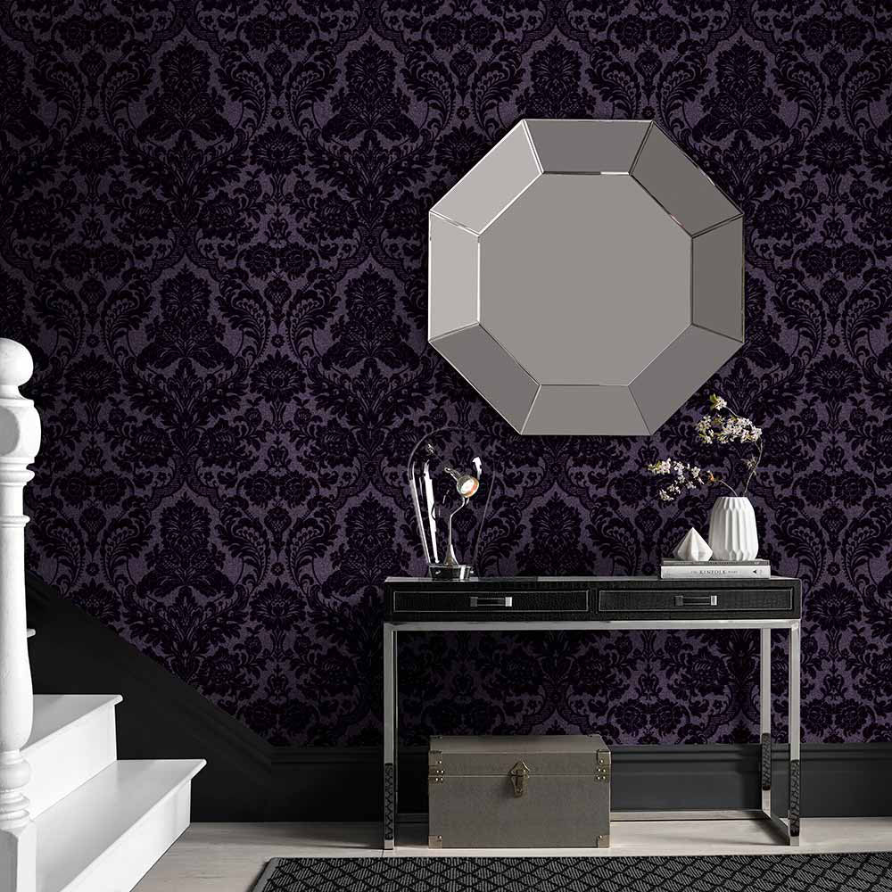 Purchase Graham & Brown Wallpaper Gothic Damask Plum Removable Wallpaper_2