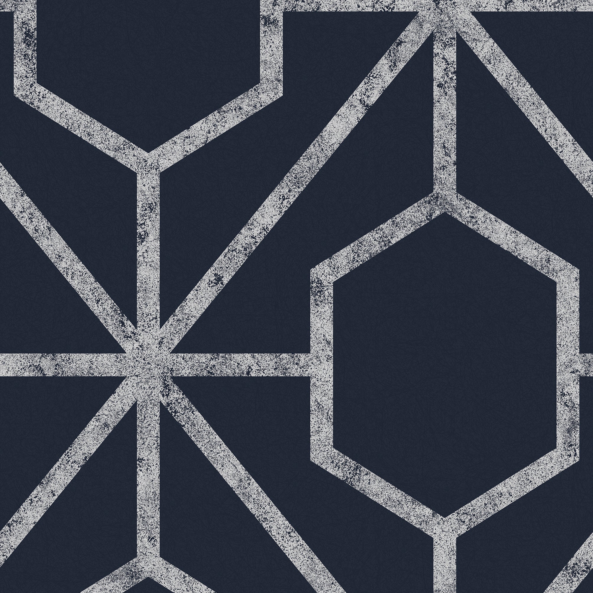 112200 - Graham & Brown, Rinku Navy and Silver Removable Wallpaper
