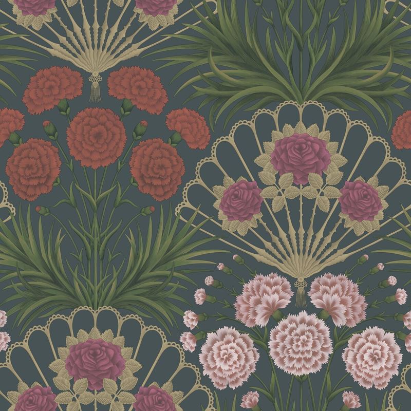Select 117/14044 Cs Flamenco Fan Magenta Red Metallic Glvr Ink By Cole and Son Wallpaper