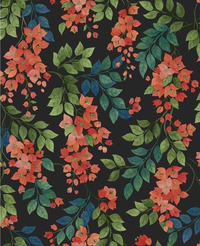 Order 117/6017 Cs Bougainvillea Rouge Green C Sky Charcoal By Cole and Son Wallpaper