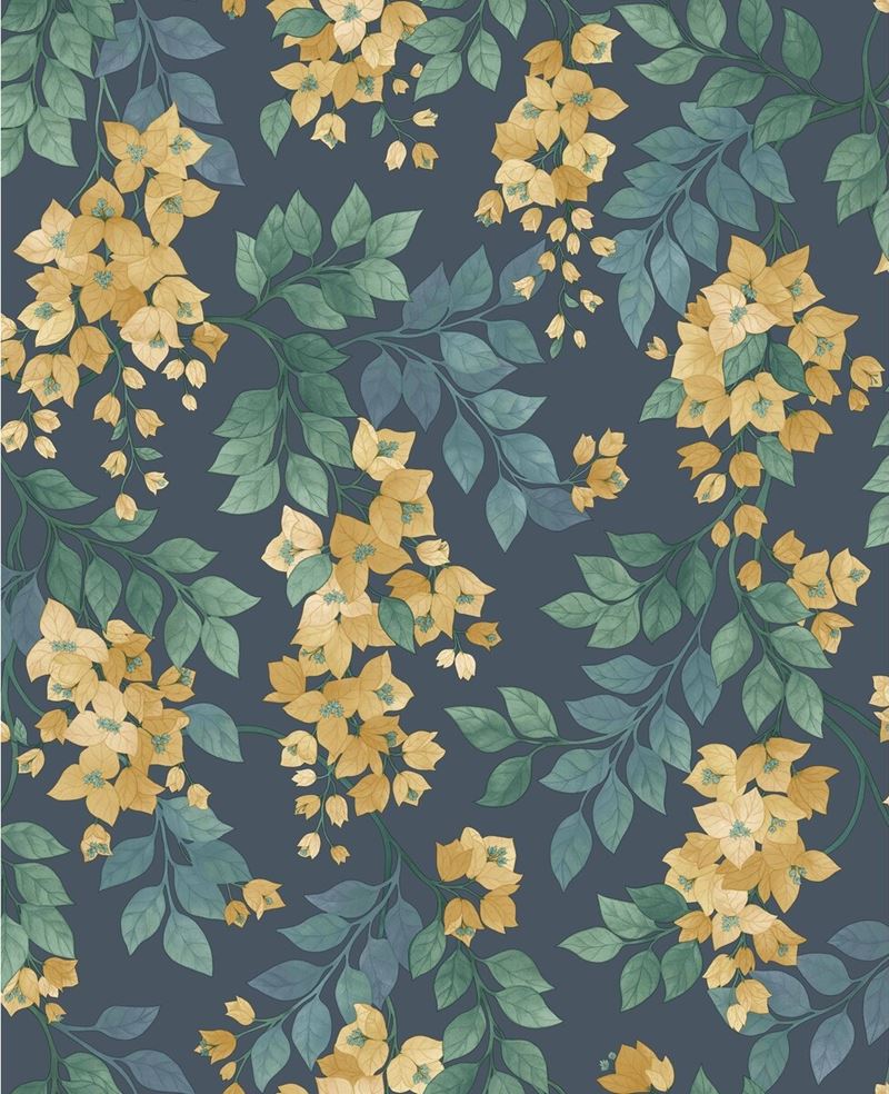 Shop 117/6019 Cs Bougainvillea Ochre Viridian Petrol On Ink By Cole and Son Wallpaper