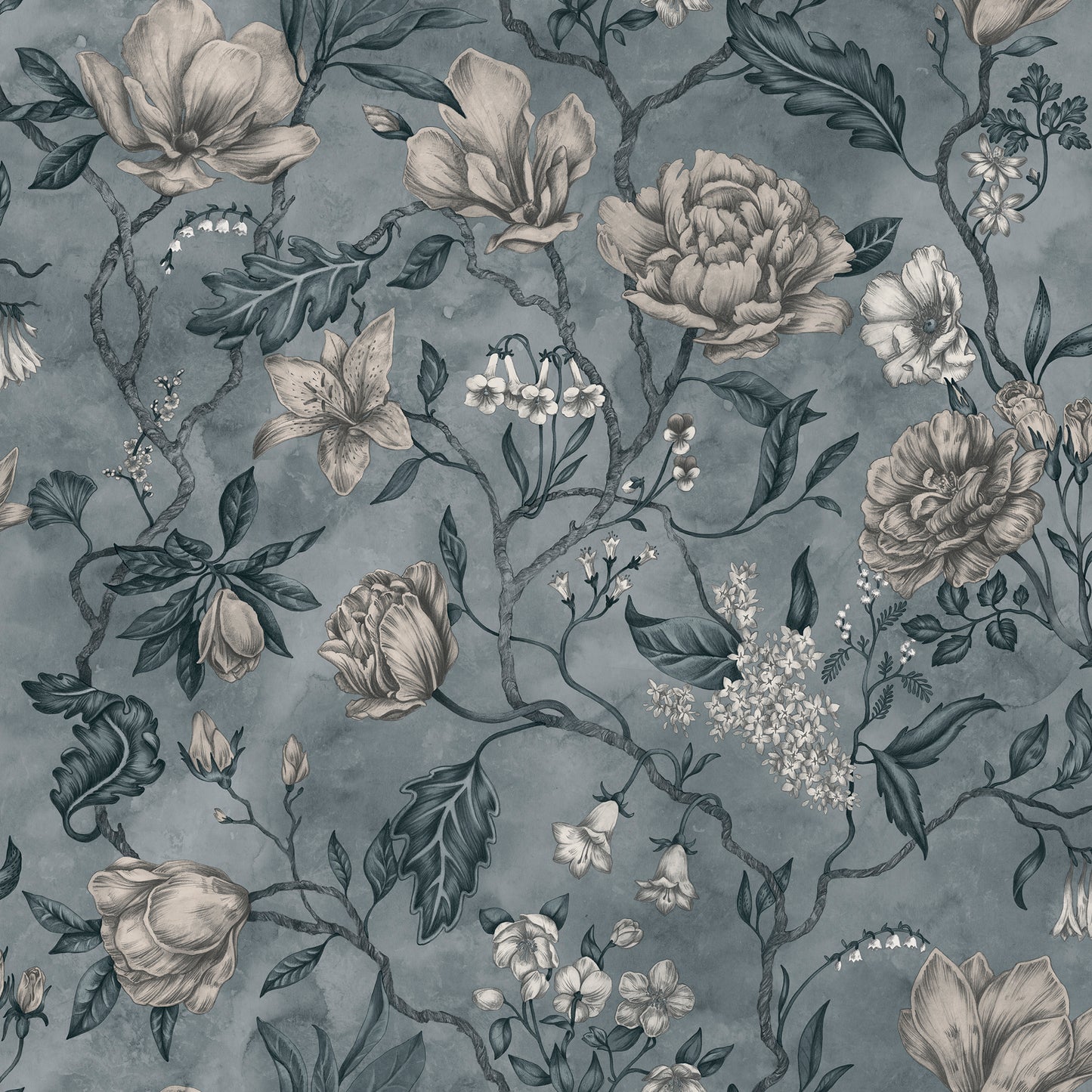 244-56 Linda misty blue, Kolonin by Sandberg Wallpaper