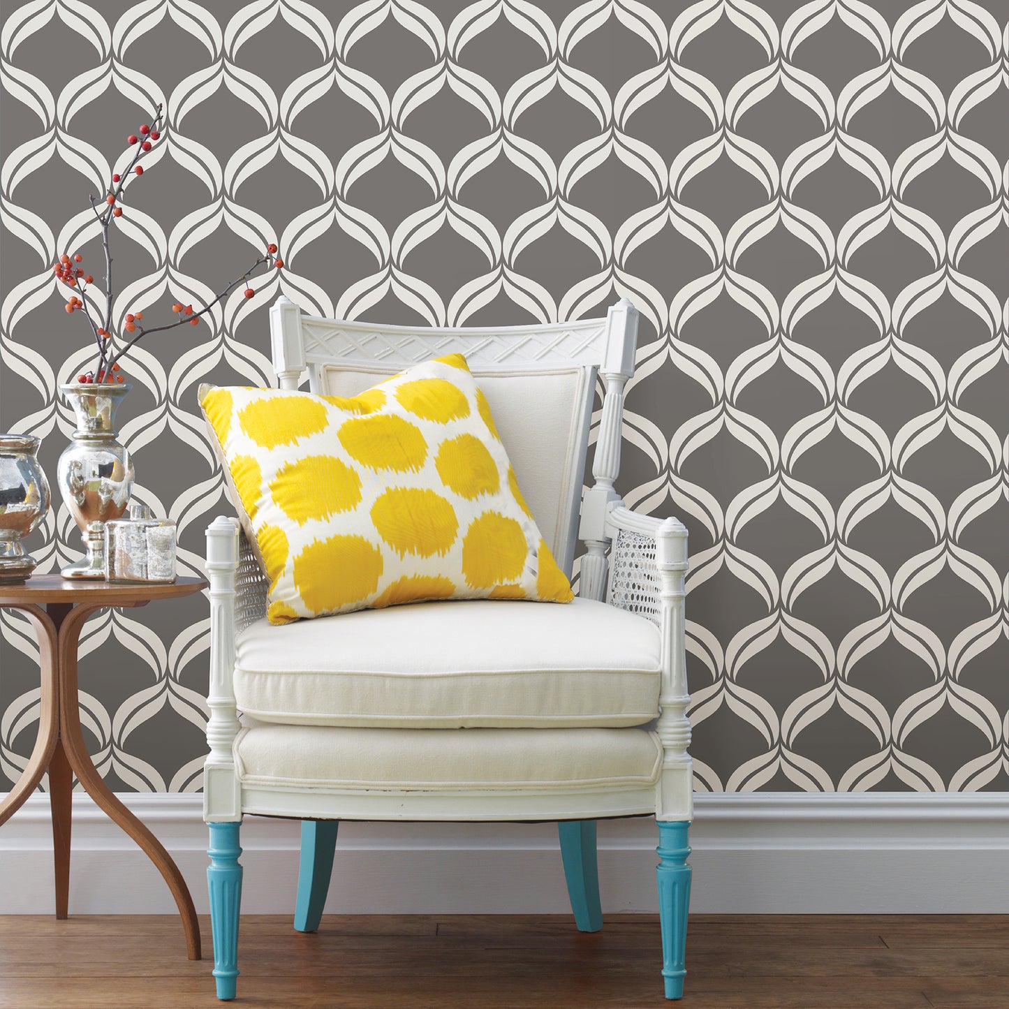 Order 2697-22647 Petals Grey Ogee A-Street Prints Wallpaper