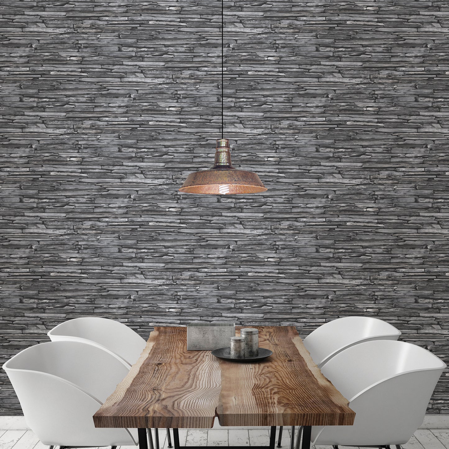 Buy 2701-22352 Reclaimed Charcoal Faux Effects A-Street Prints Wallpaper