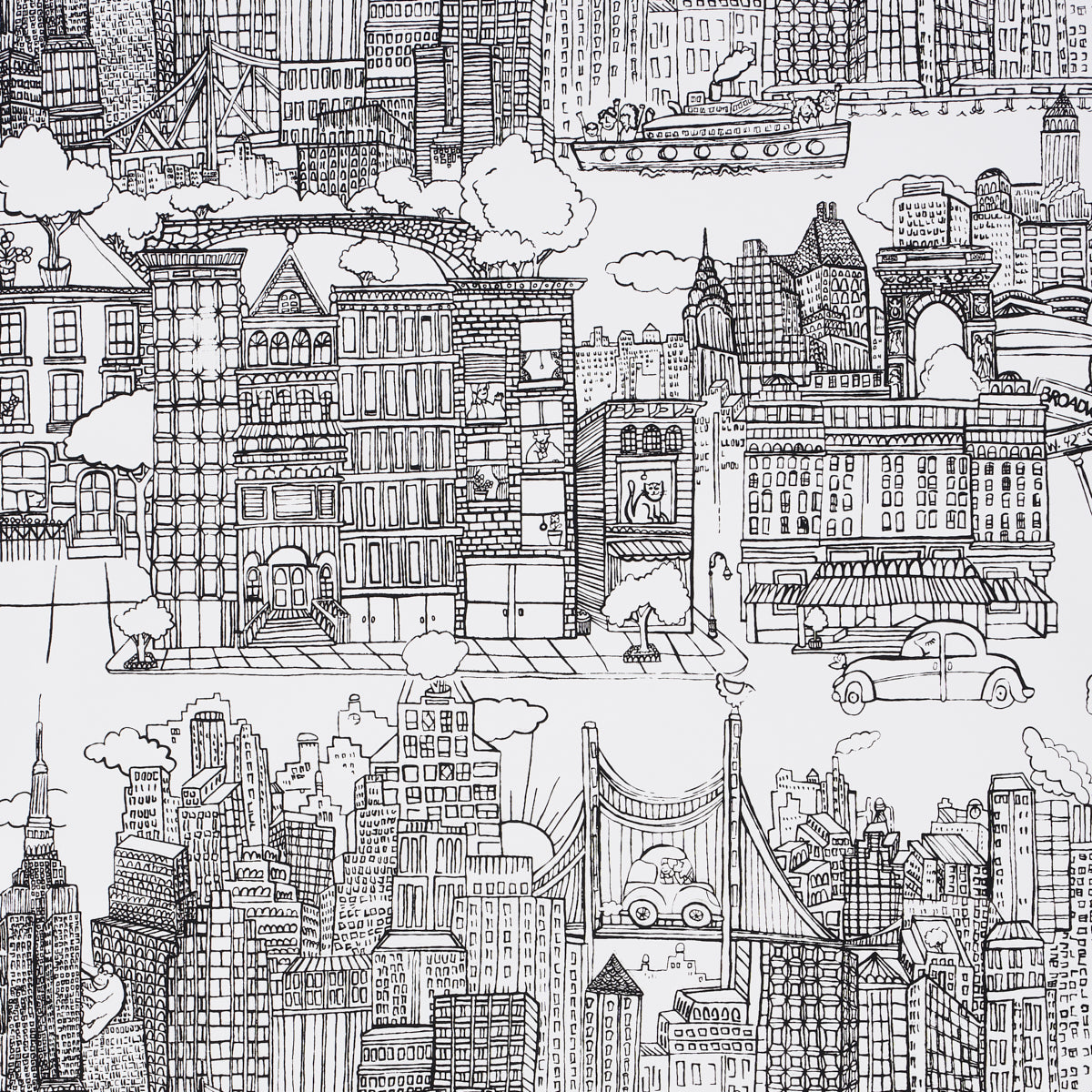 Select 2705530 New York New York Black On White by Schumacher Wallpaper