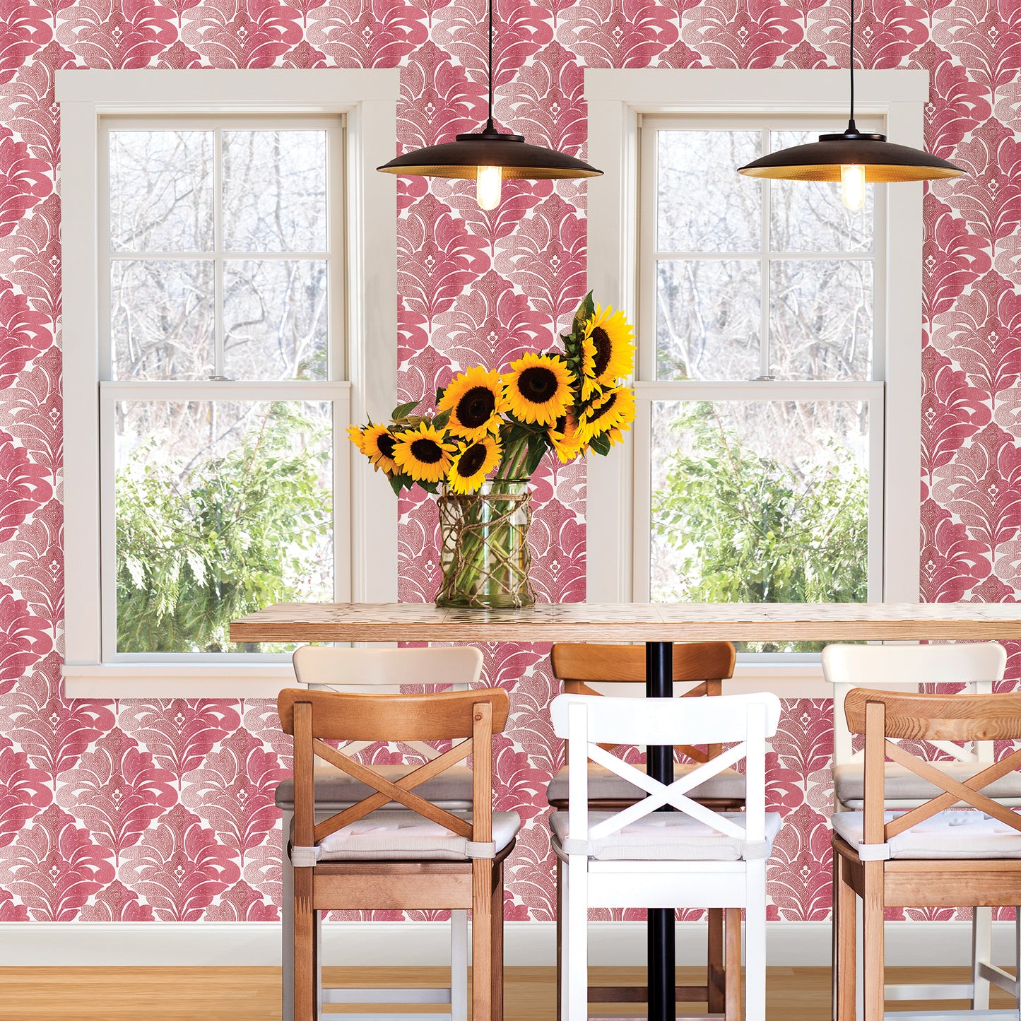 Select 2744-24146 Solstice Red Damasks A-Street Prints Wallpaper