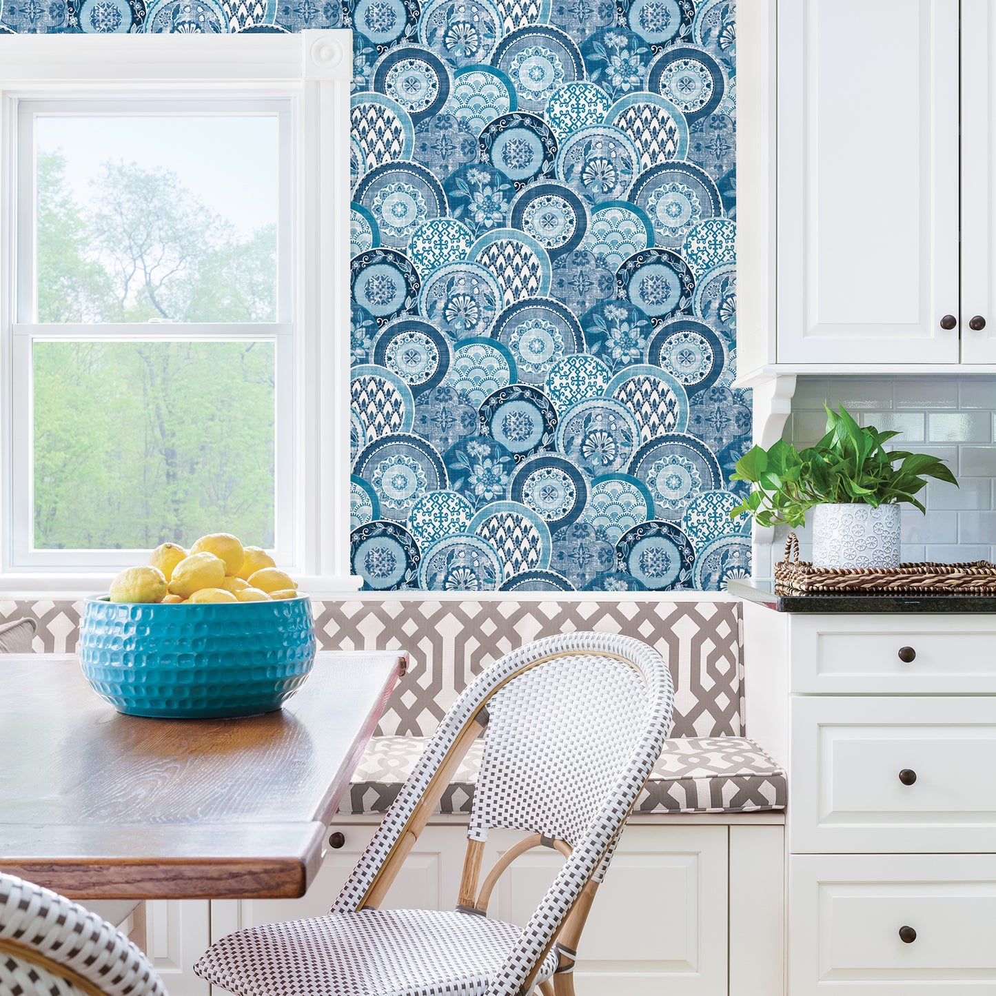 Find 2744-24148 Solstice Blue Medallions A-Street Prints Wallpaper