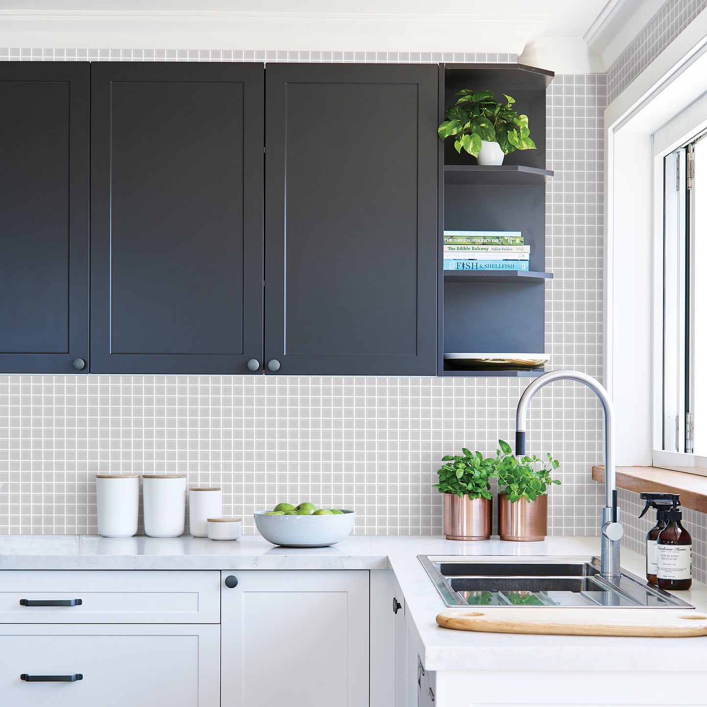 Order 2766 23783 Kitchen Bath Essentials Crystalline Silver Glass Tile Brewster Wallpaper