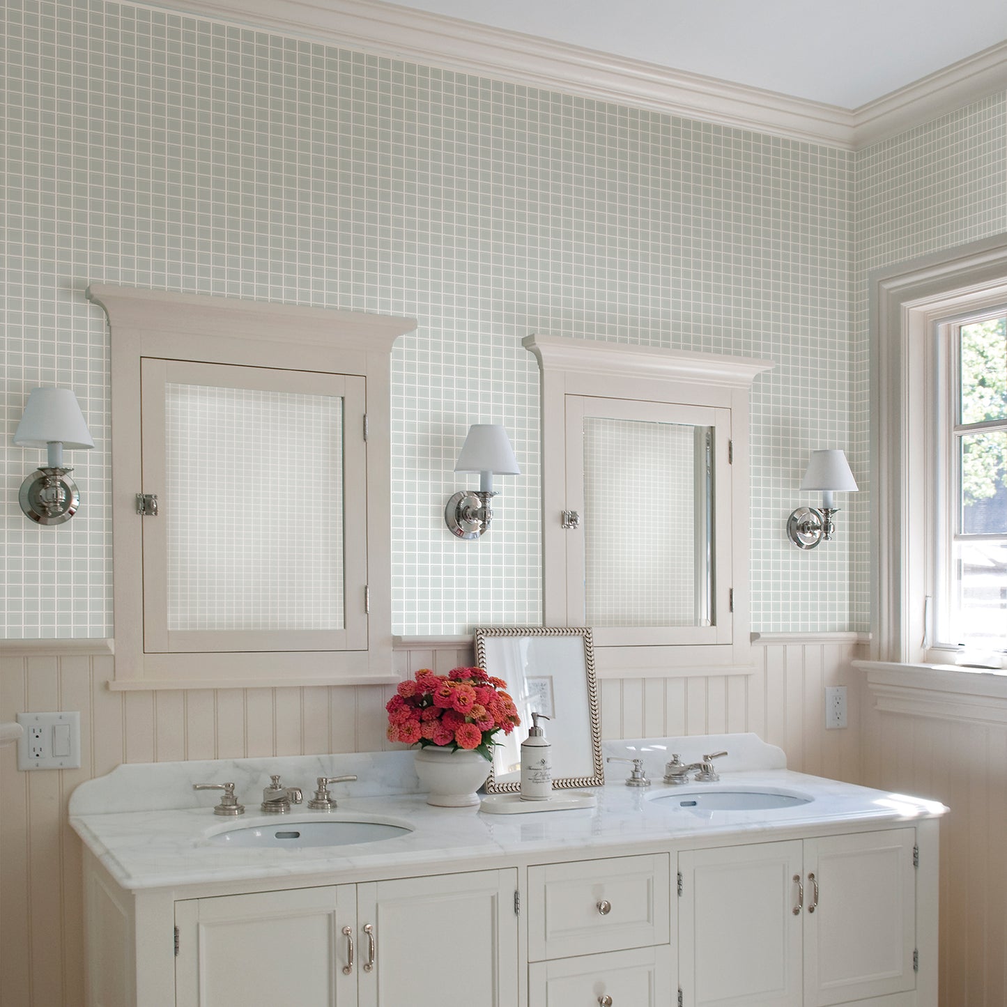 Shop 2766 23785 Kitchen Bath Essentials Crystalline Seafoam Glass Tile Brewster Wallpaper