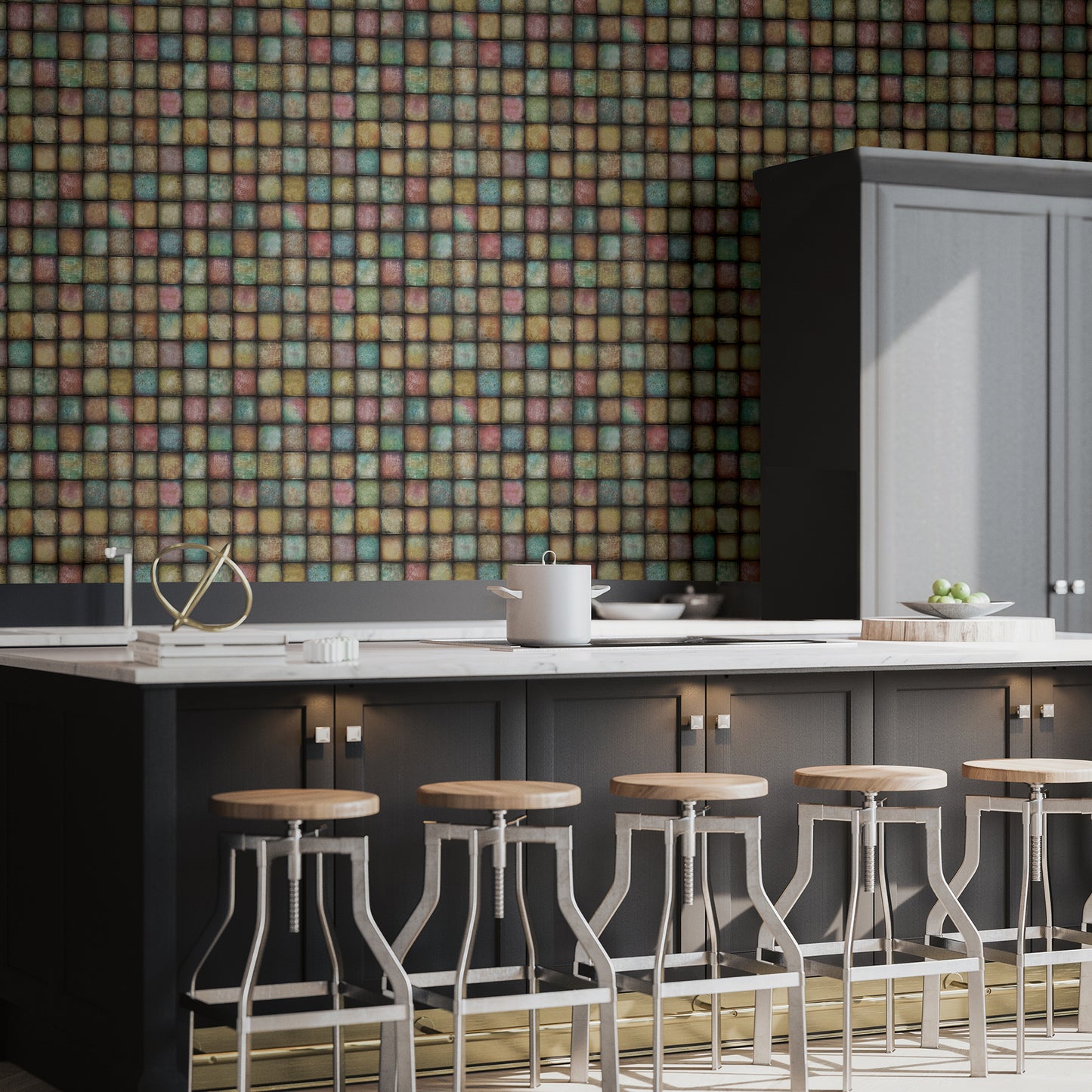 Acquire 2766 24080 Kitchen Bath Essentials Soucy Multicolor Tiles Brewster Wallpaper