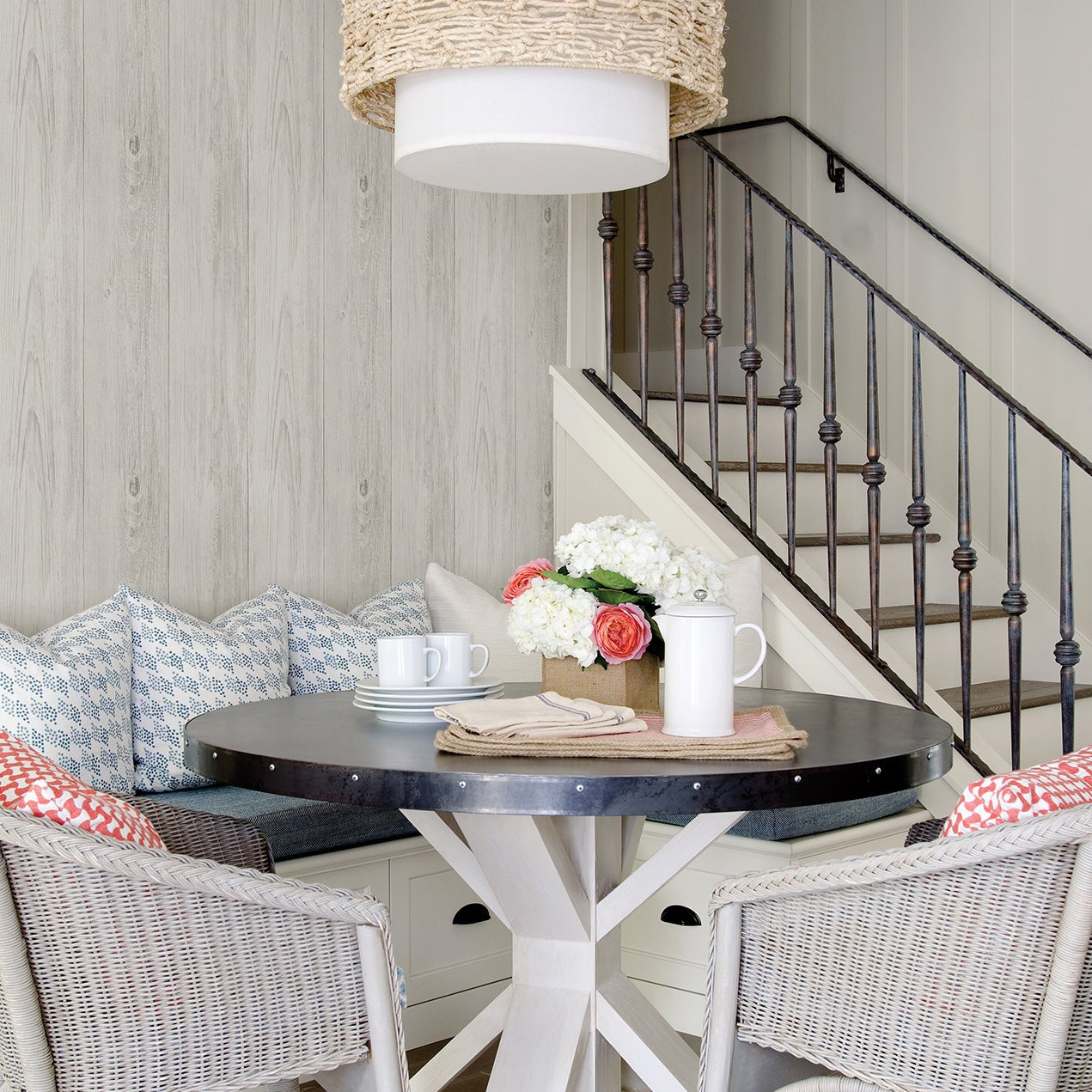 View 2766 64228 Kitchen Bath Essentials Ferox Eggshell Wood Planks Brewster Wallpaper