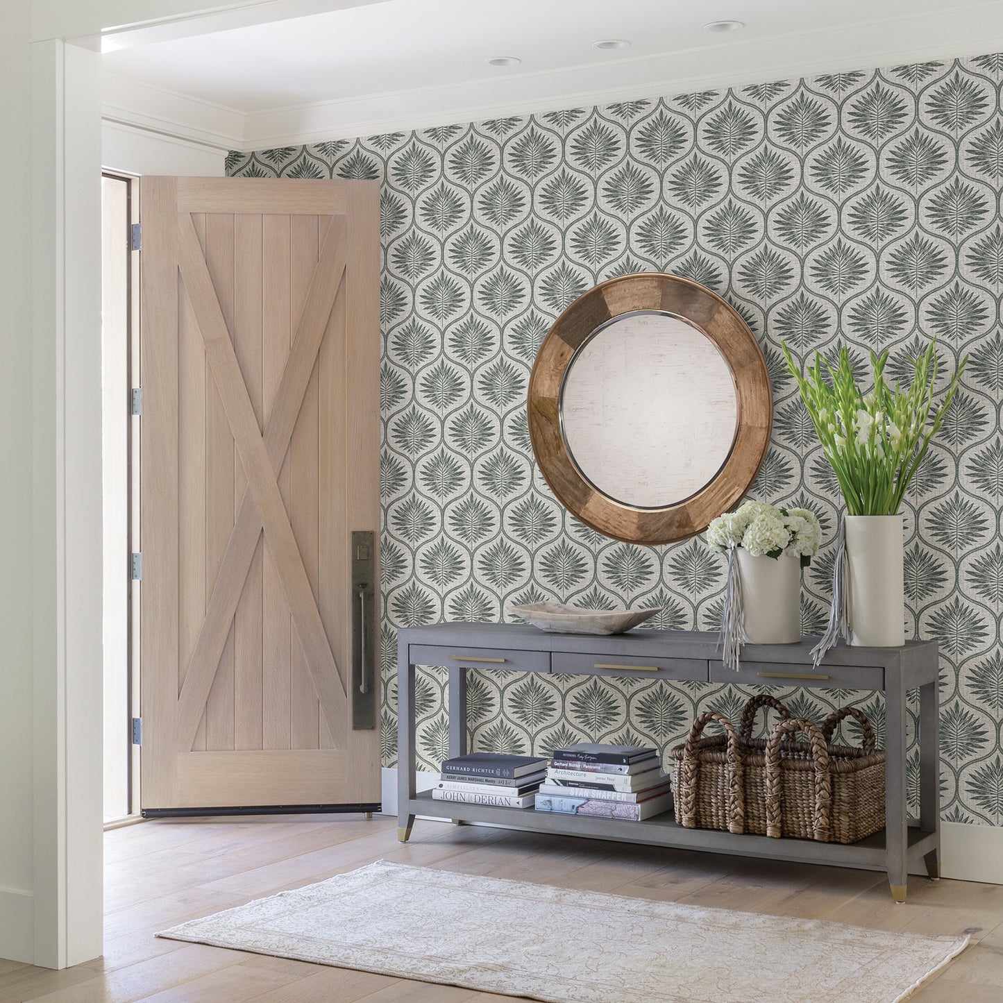 Shop 2861-25718 Equinox Laurel Grey Ogee Grey A-Street Prints Wallpaper