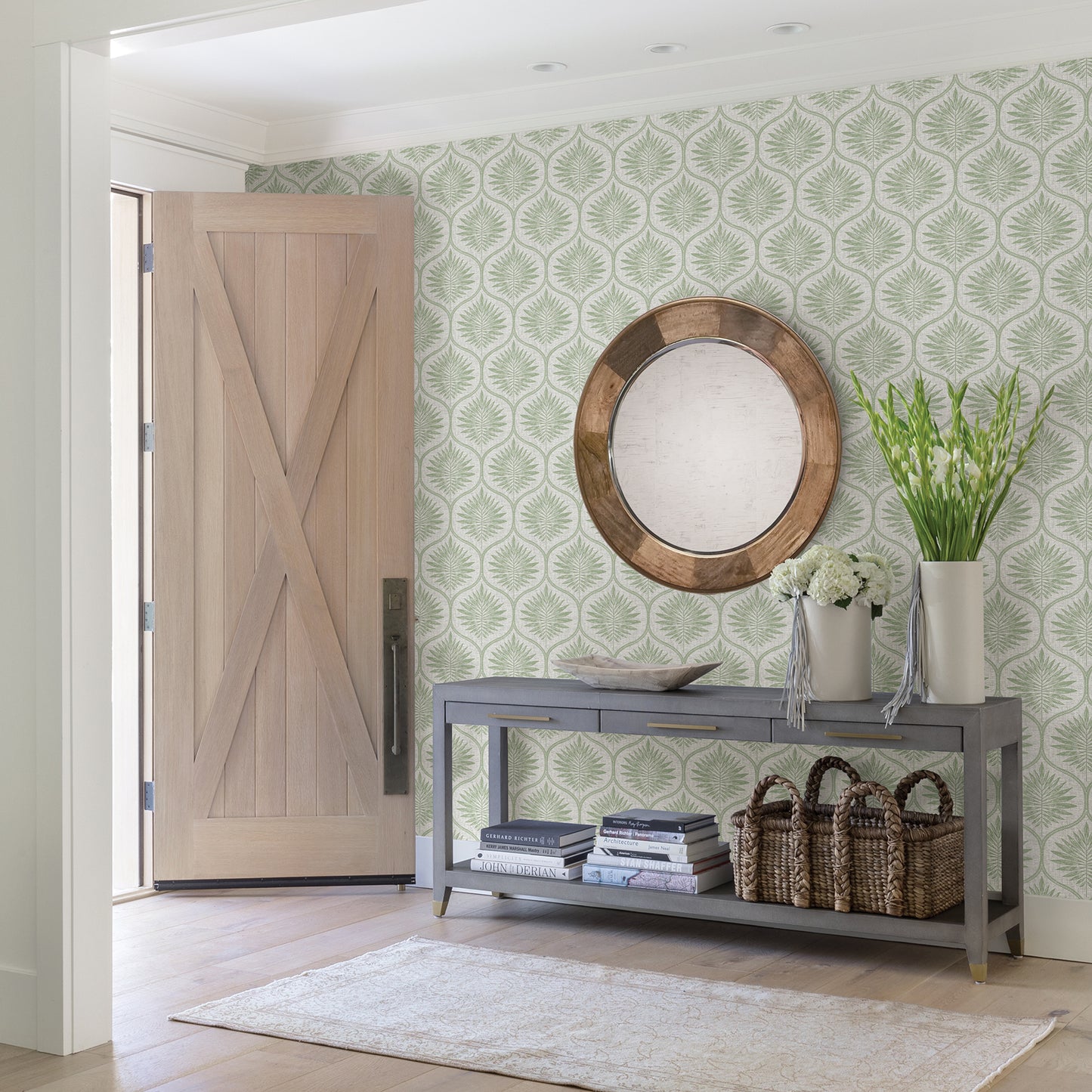 Buy 2861-25719 Equinox Laurel Light Green Ogee Green A-Street Prints Wallpaper