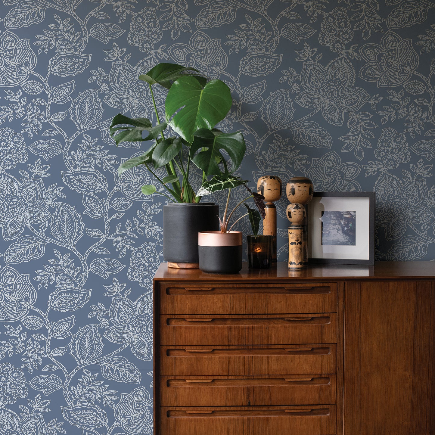 Search 2861-25734 Equinox Larkin Blue Floral Blue A-Street Prints Wallpaper