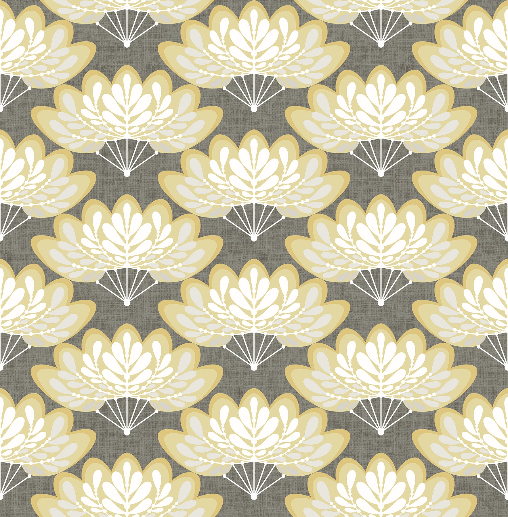 Find 2861-25754 Equinox Lotus Mustard Floral Fans Mustard A-Street Prints Wallpaper