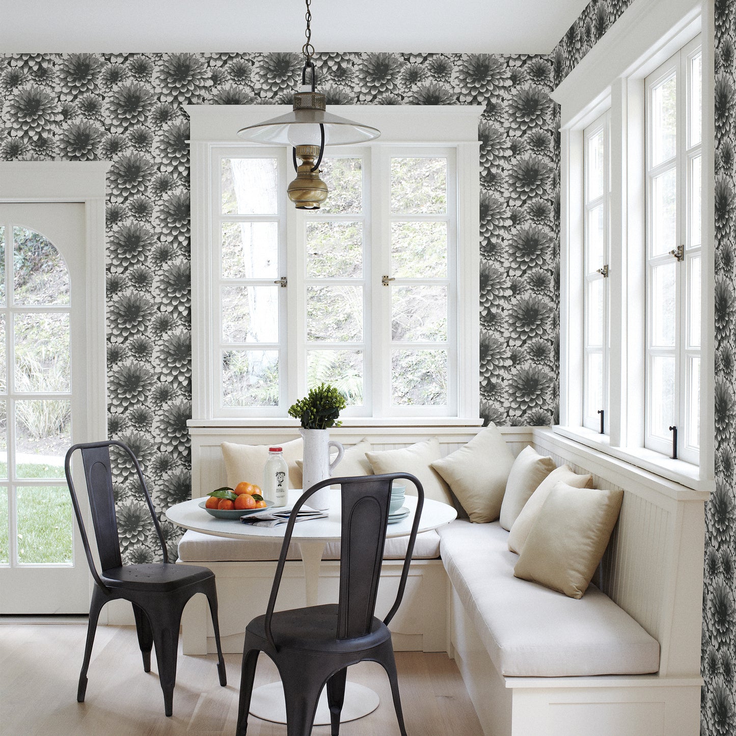Buy 2861-87518 Equinox Umbra Charcoal Floral Charcoal A-Street Prints Wallpaper