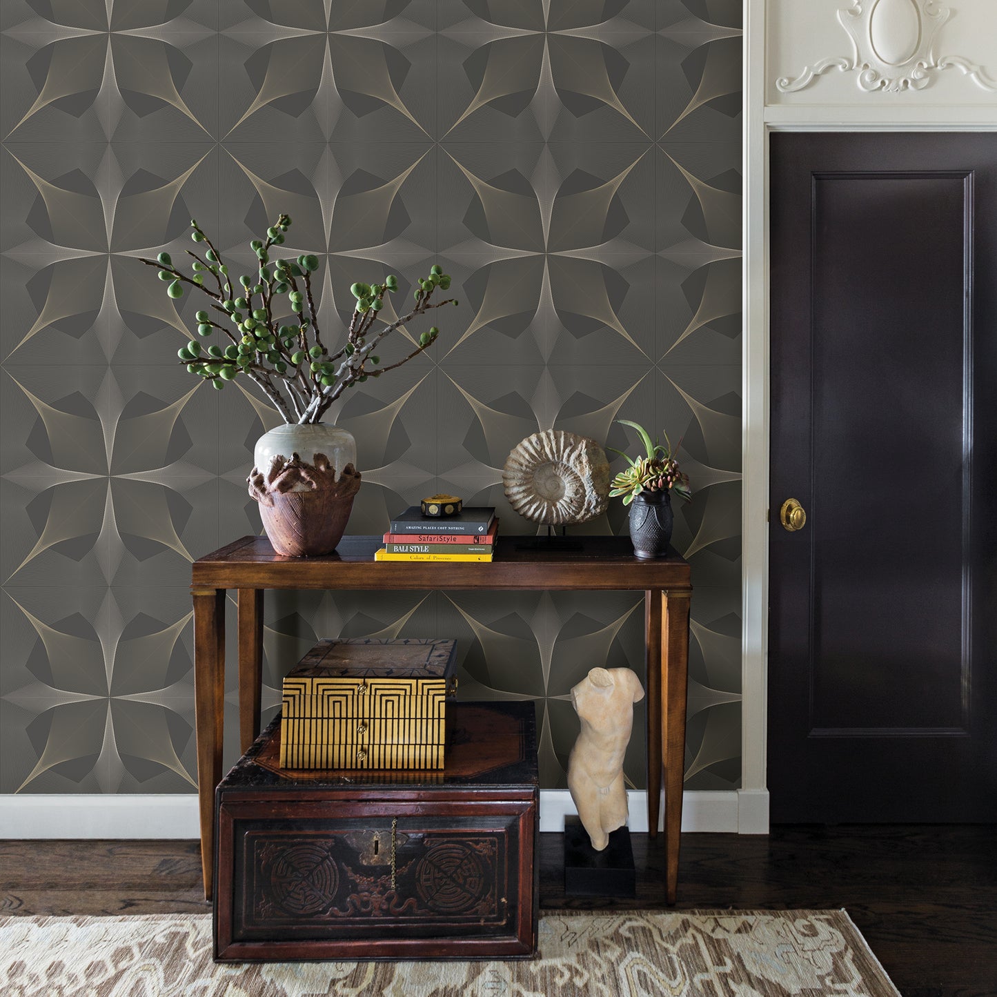 Order 2902-25525 Theory Radius Dark Brown Geometric A Street Prints Wallpaper