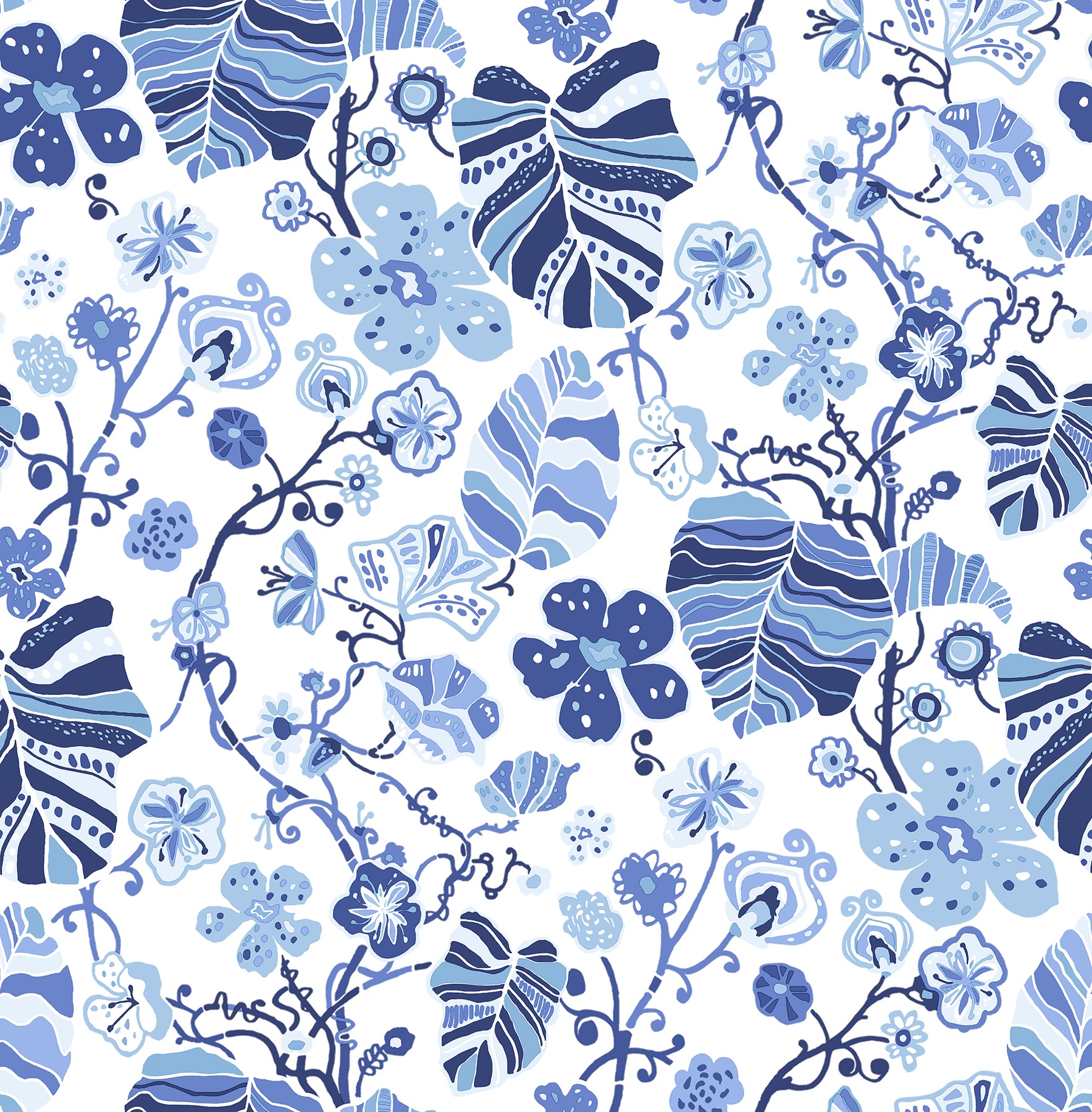 2903-25810 | Blue Bell, Gwyneth Indigo Floral - A Street Prints Wallpa