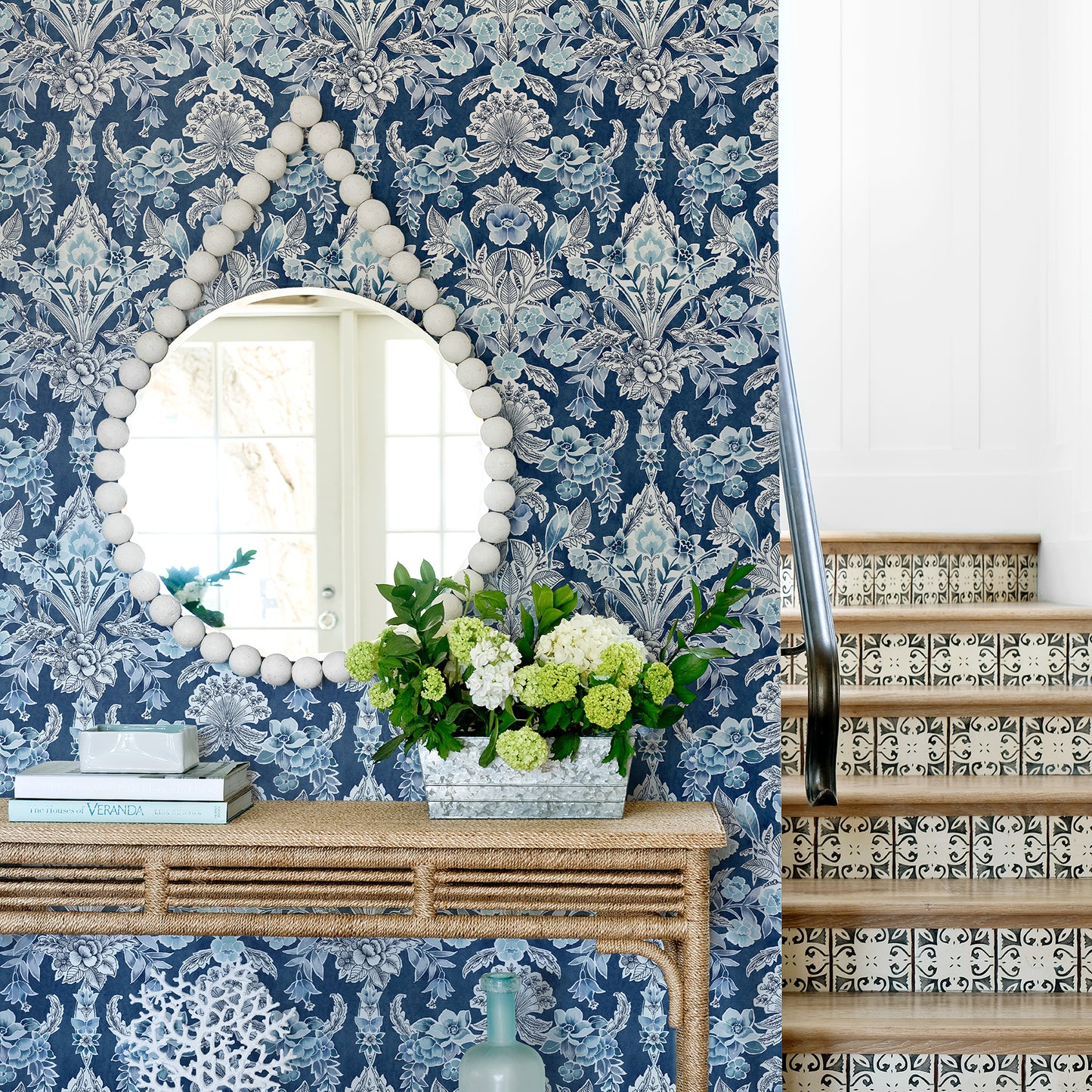 Find 2903-25863 Blue Bell Vera Blue Floral Damask A Street Prints Wallpaper