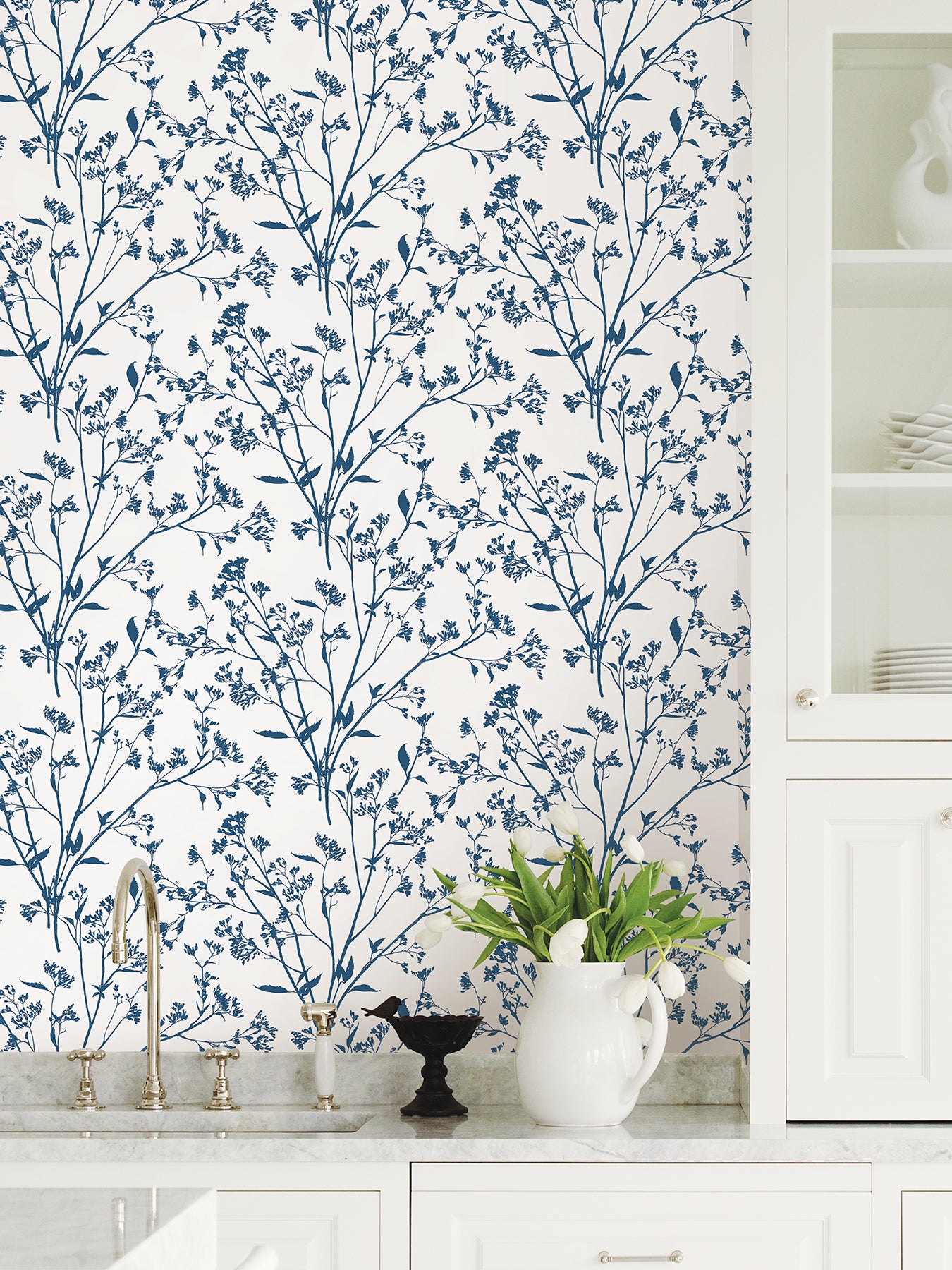 Search 2927-80702 Newport Southport Indigo Delicate Branches Indigo A-Street Prints Wallpaper