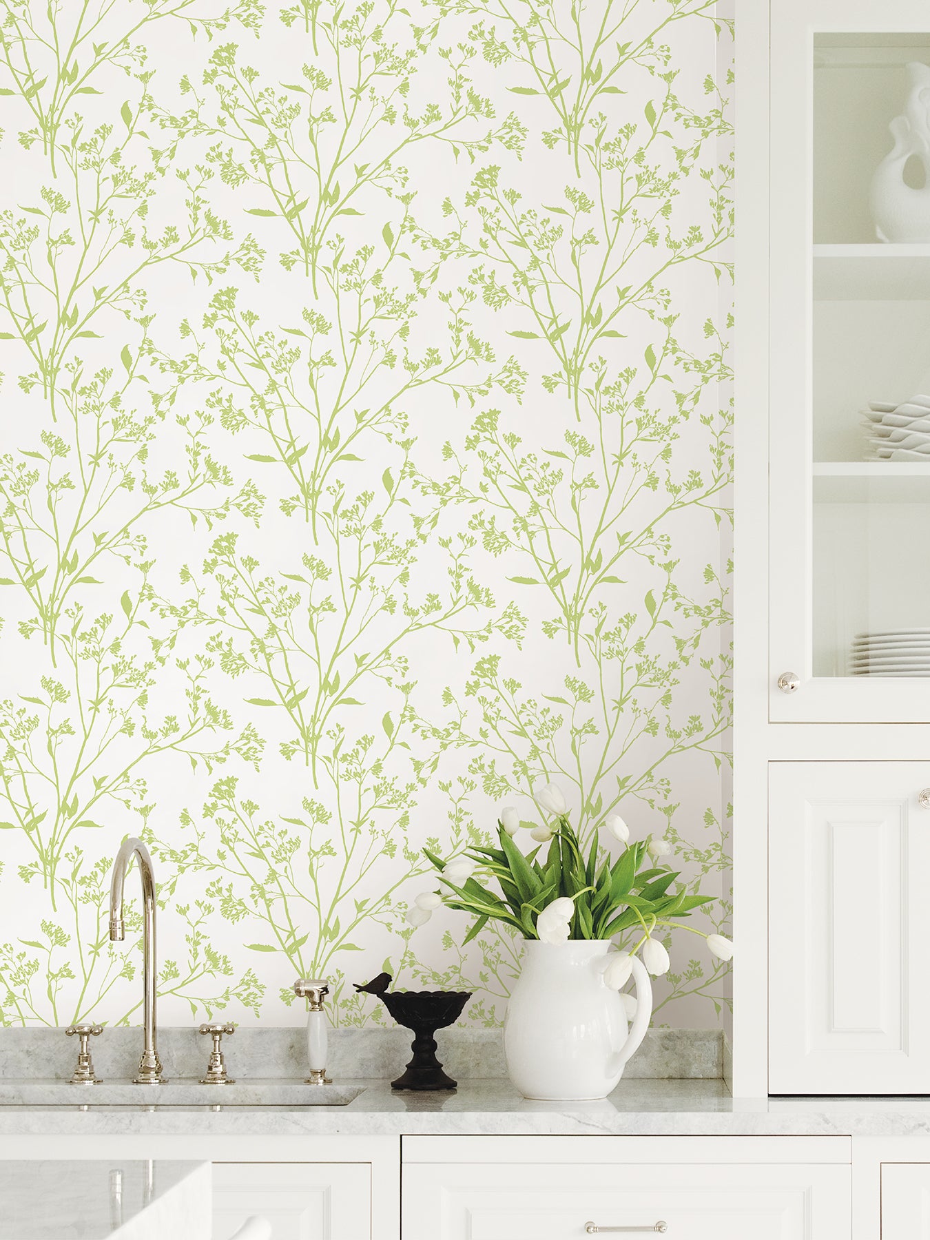 Select 2927-80704 Newport Southport Chartreuse Delicate Branches Chartreuse A-Street Prints Wallpaper