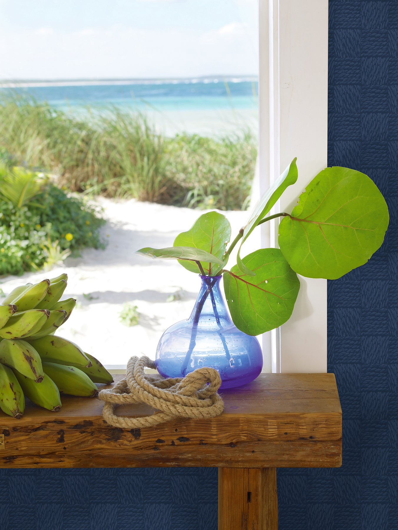 Acquire 2927-80802 Newport Calabash Navy Rope Basketweave Navy A-Street Prints Wallpaper