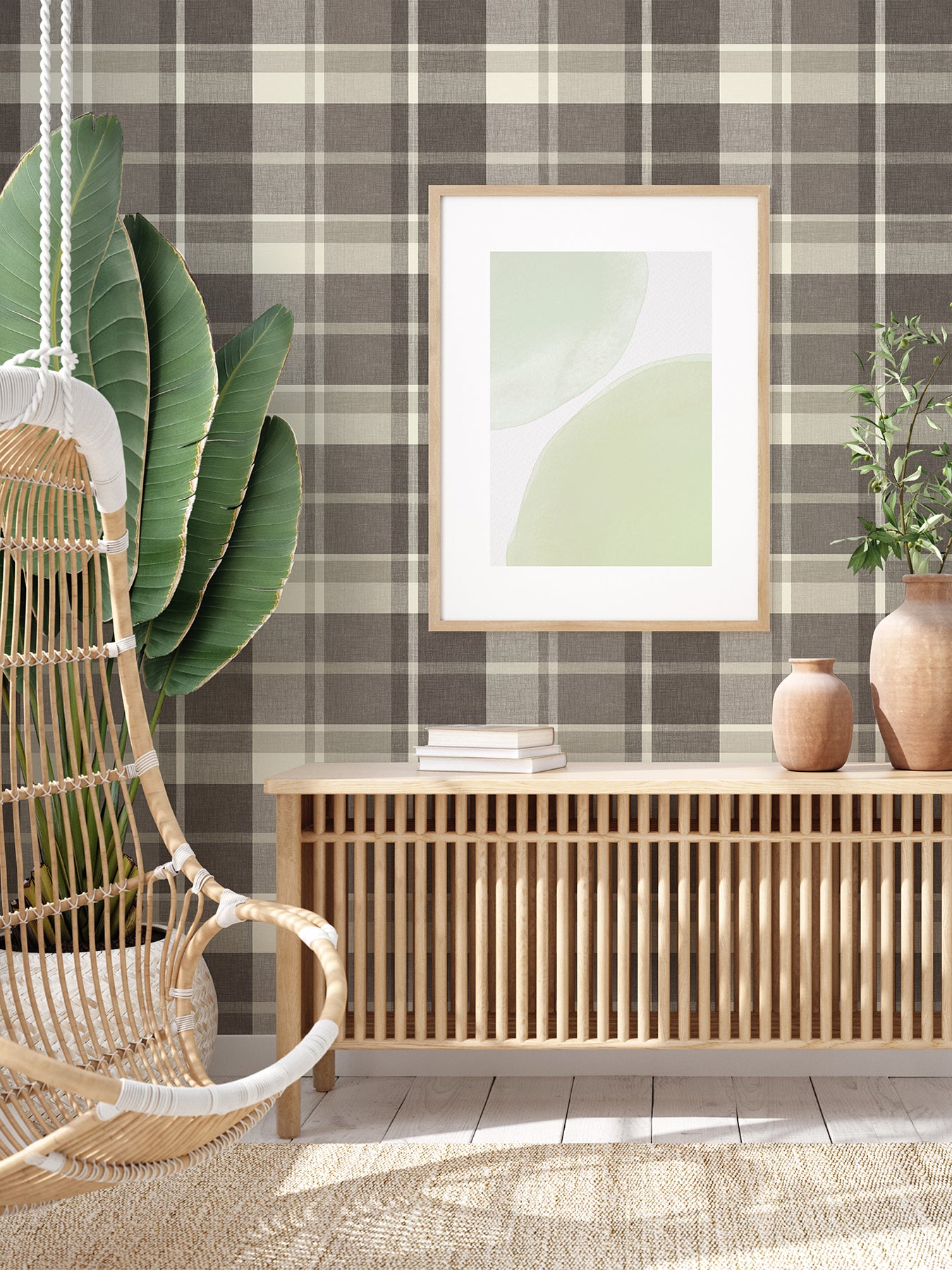 Shop 2927-81100 Newport Madaket Charcoal Plaid Charcoal A-Street Prints Wallpaper