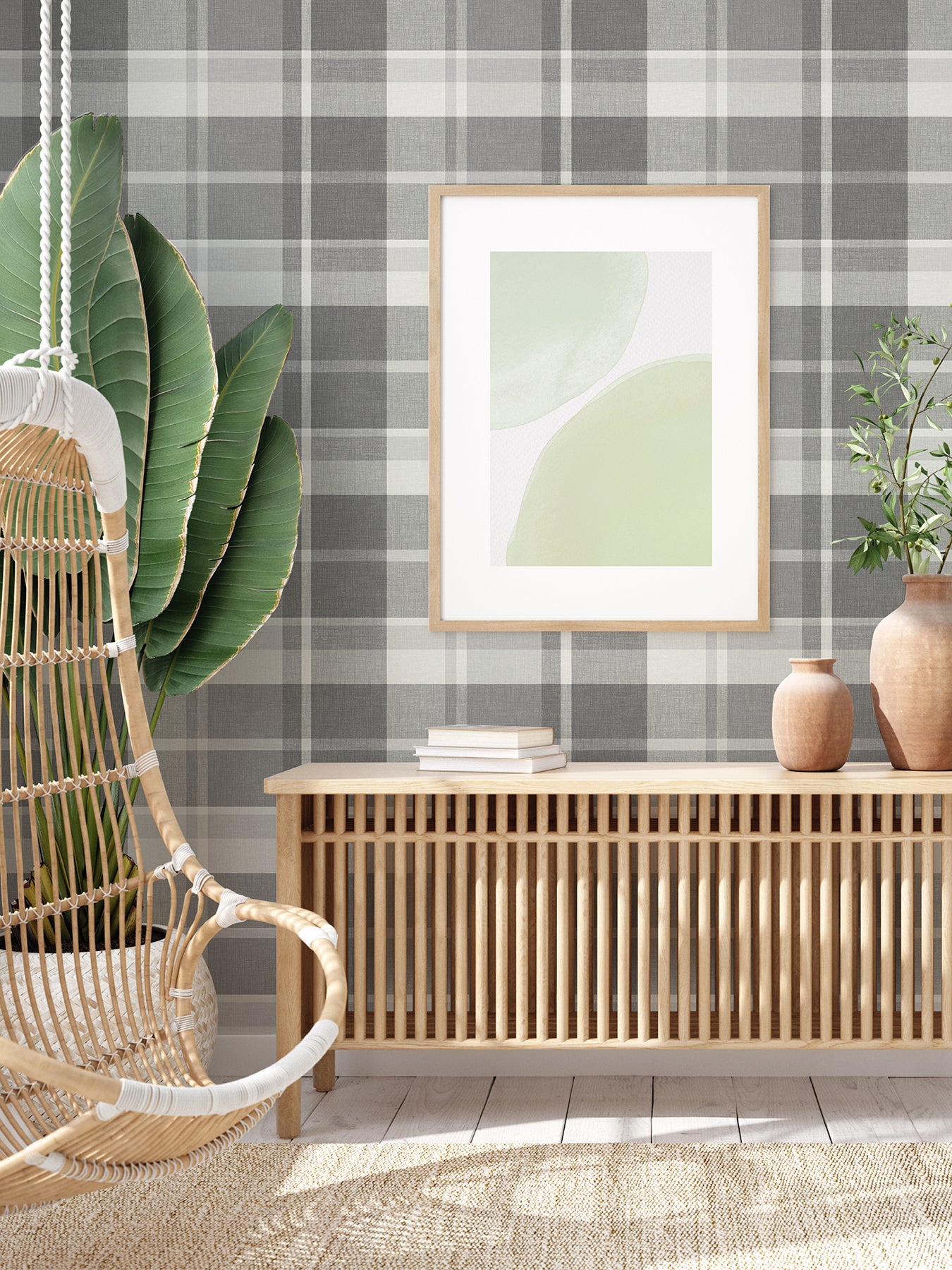 View 2927-81108 Newport Madaket Dark Grey Plaid Dark Grey A-Street Prints Wallpaper