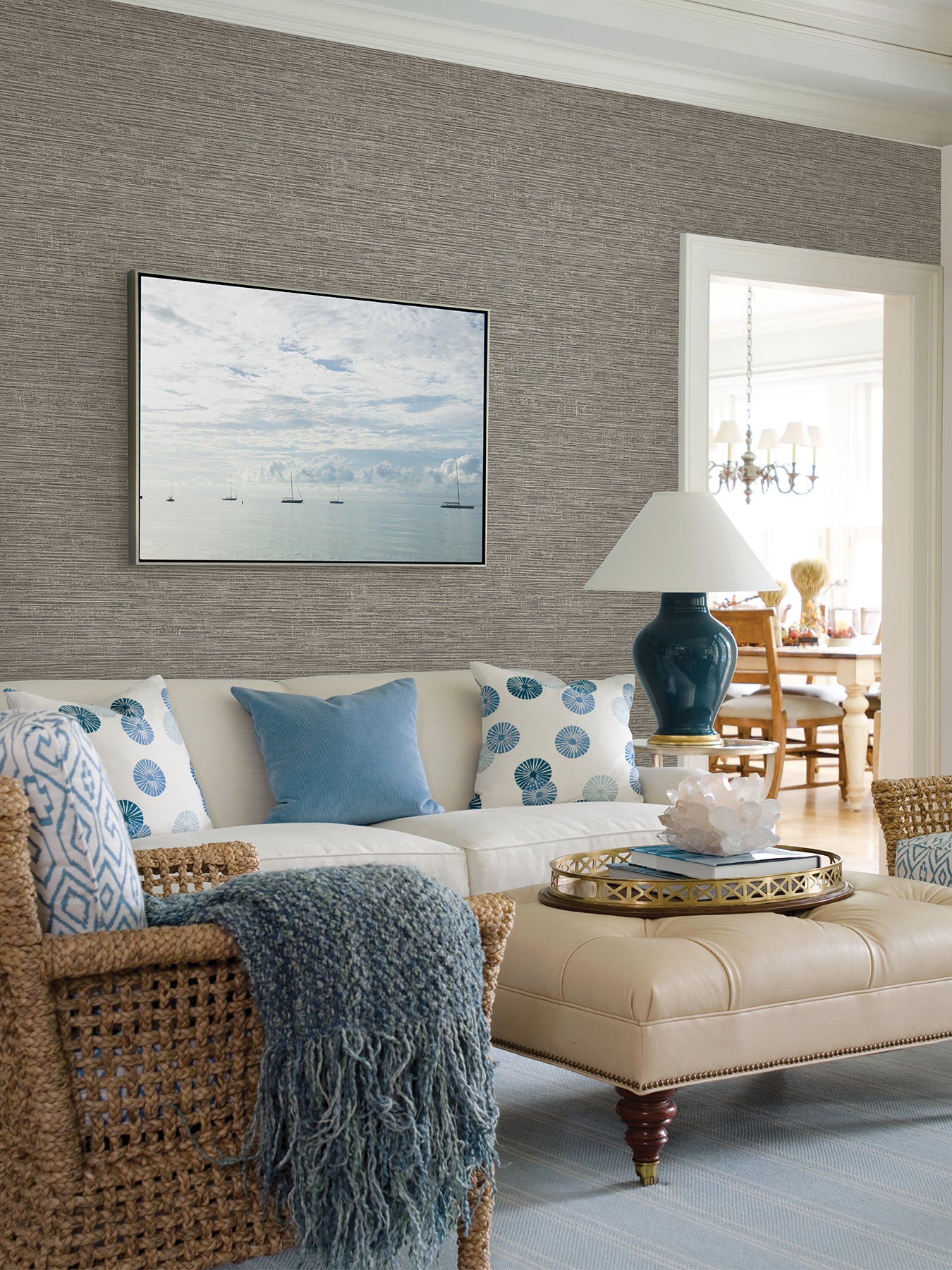 Shop 2927-81710 Newport Tiverton Charcoal Faux Grasscloth Charcoal A-Street Prints Wallpaper