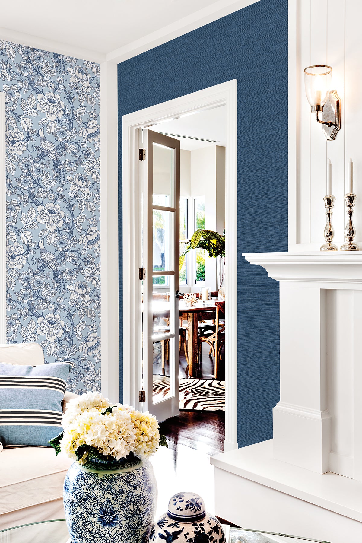 Buy 2927-81712 Newport Tiverton Indigo Faux Grasscloth Indigo A-Street Prints Wallpaper