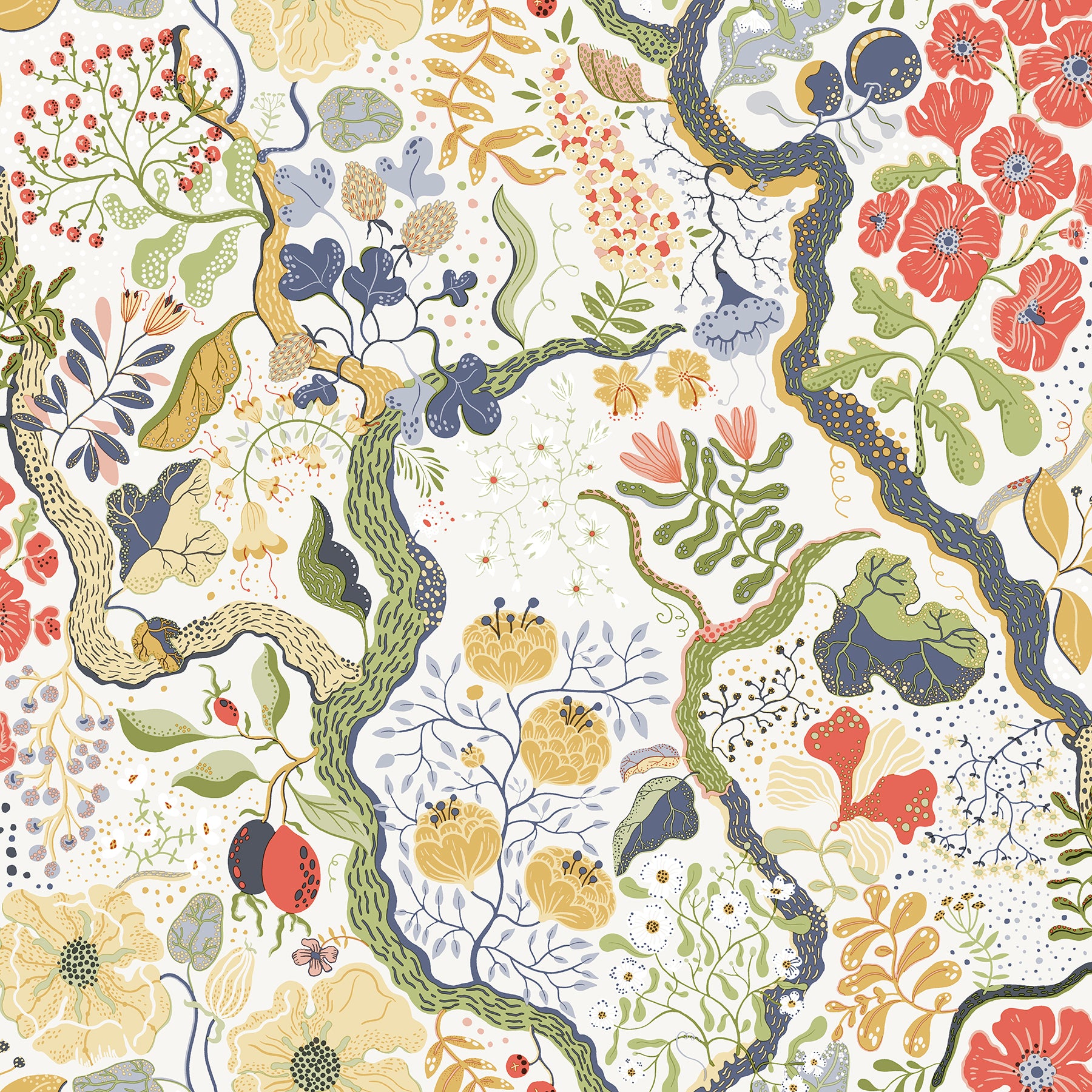 2932-65102 | Lina, Ann Green Floral Vines Multi Color - A-Street Prints  Wallpaper