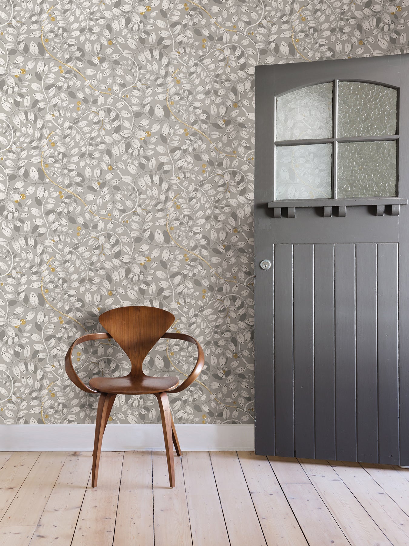 Buy 2932-65104 Lina Kirke Grey Leafy Vines Grey A-Street Prints Wallpaper