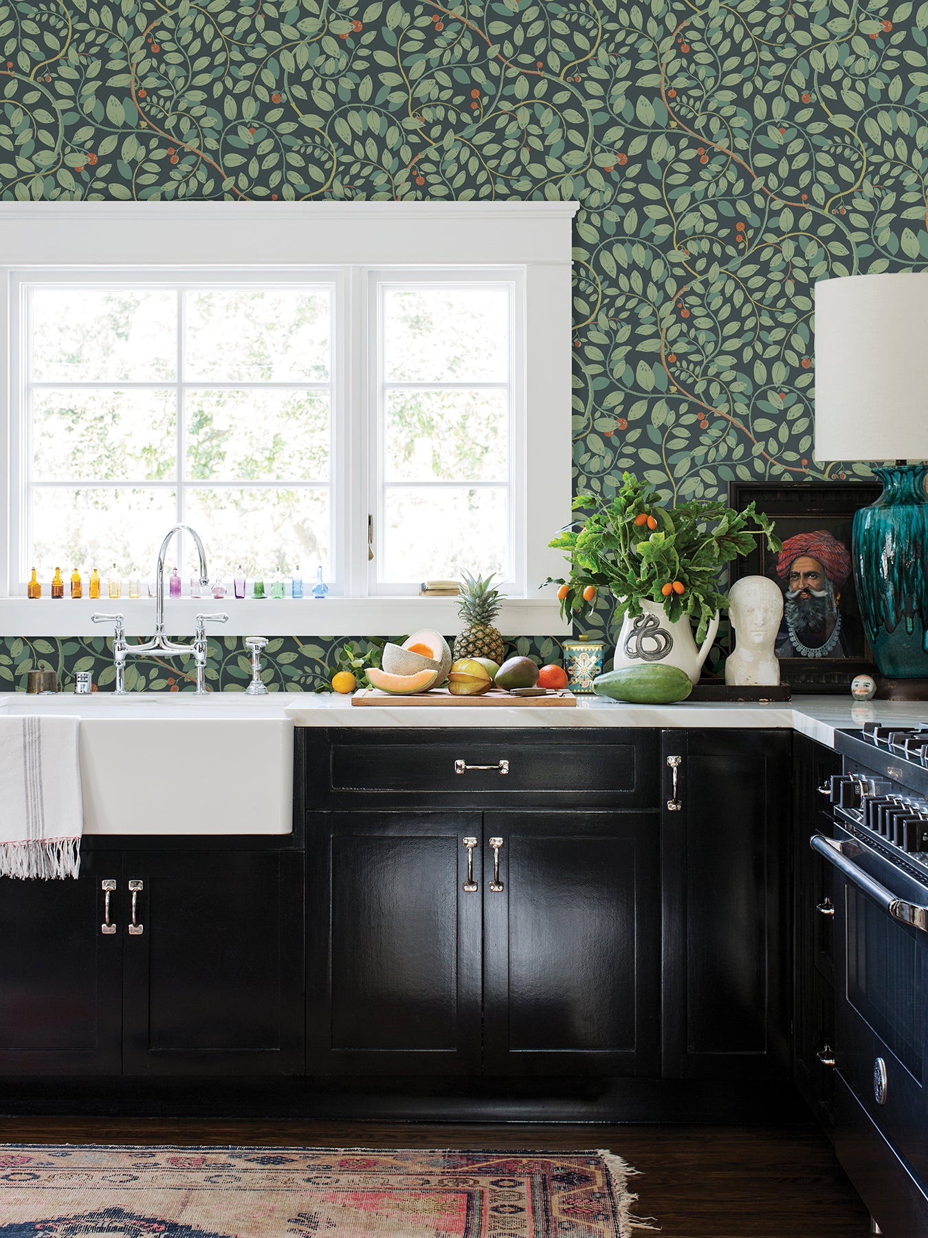 View 2932-65105 Lina Kirke Turquoise Leafy Vines Blue A-Street Prints Wallpaper