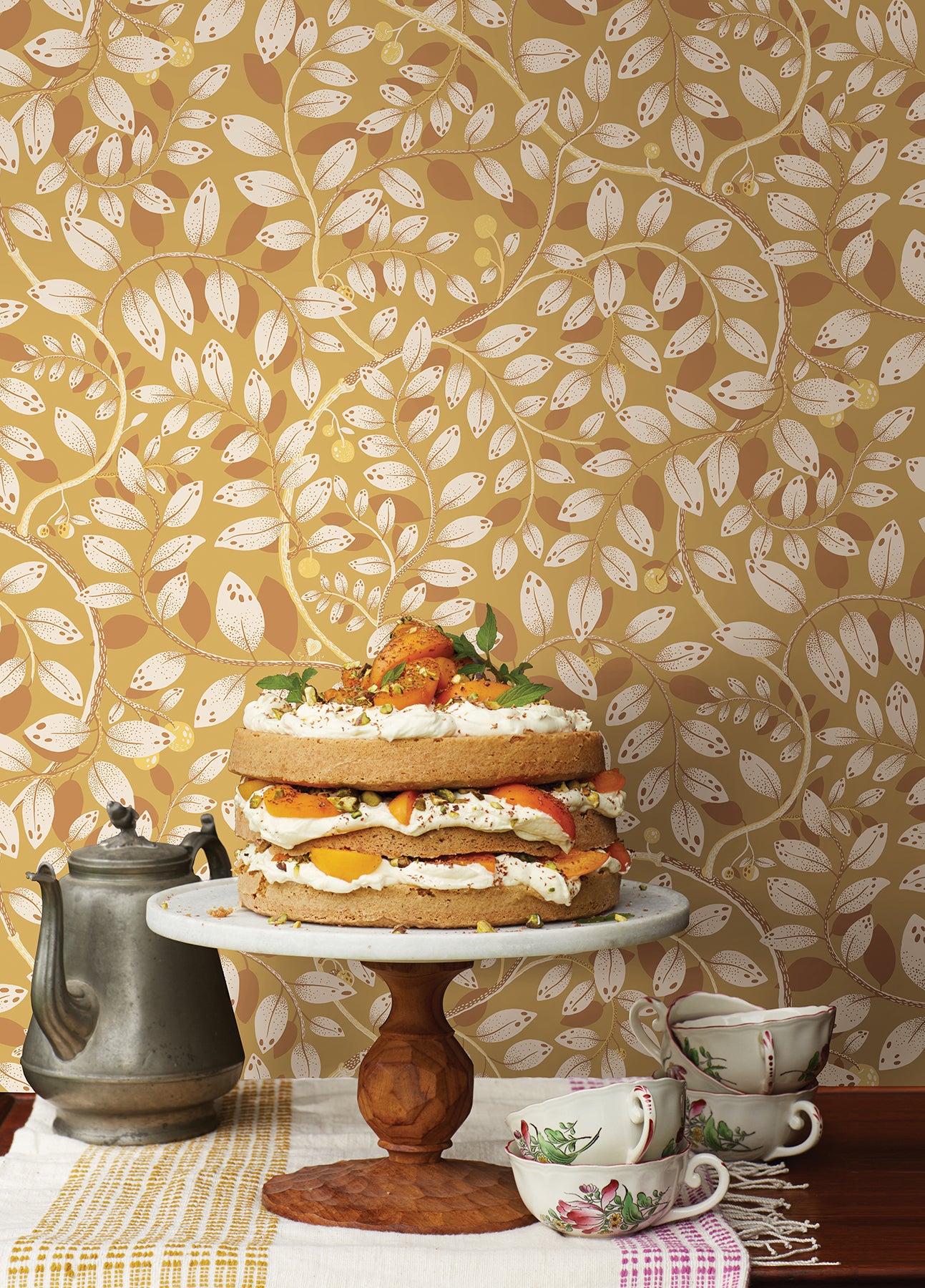 Search 2932-65108 Lina Kirke Yellow Leafy Vines Yellow A-Street Prints Wallpaper