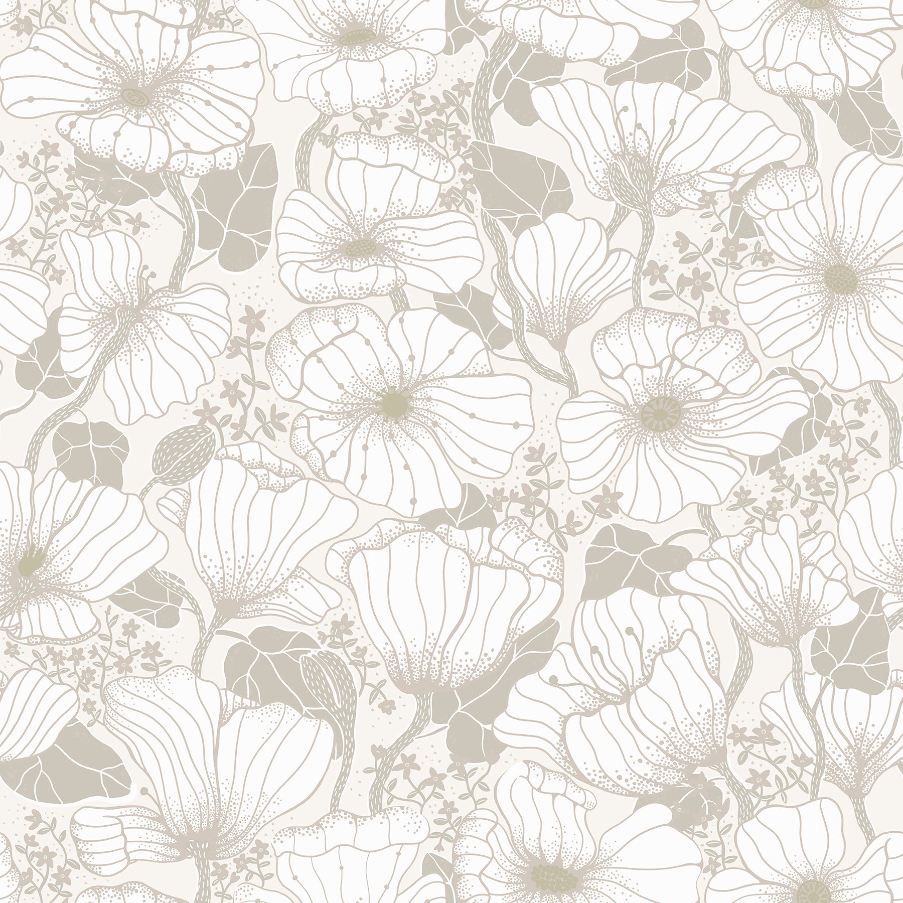 2932-65109 | Lina, Matilda Grey Poppy Fields Neutral - A-Street Prints  Wallpaper