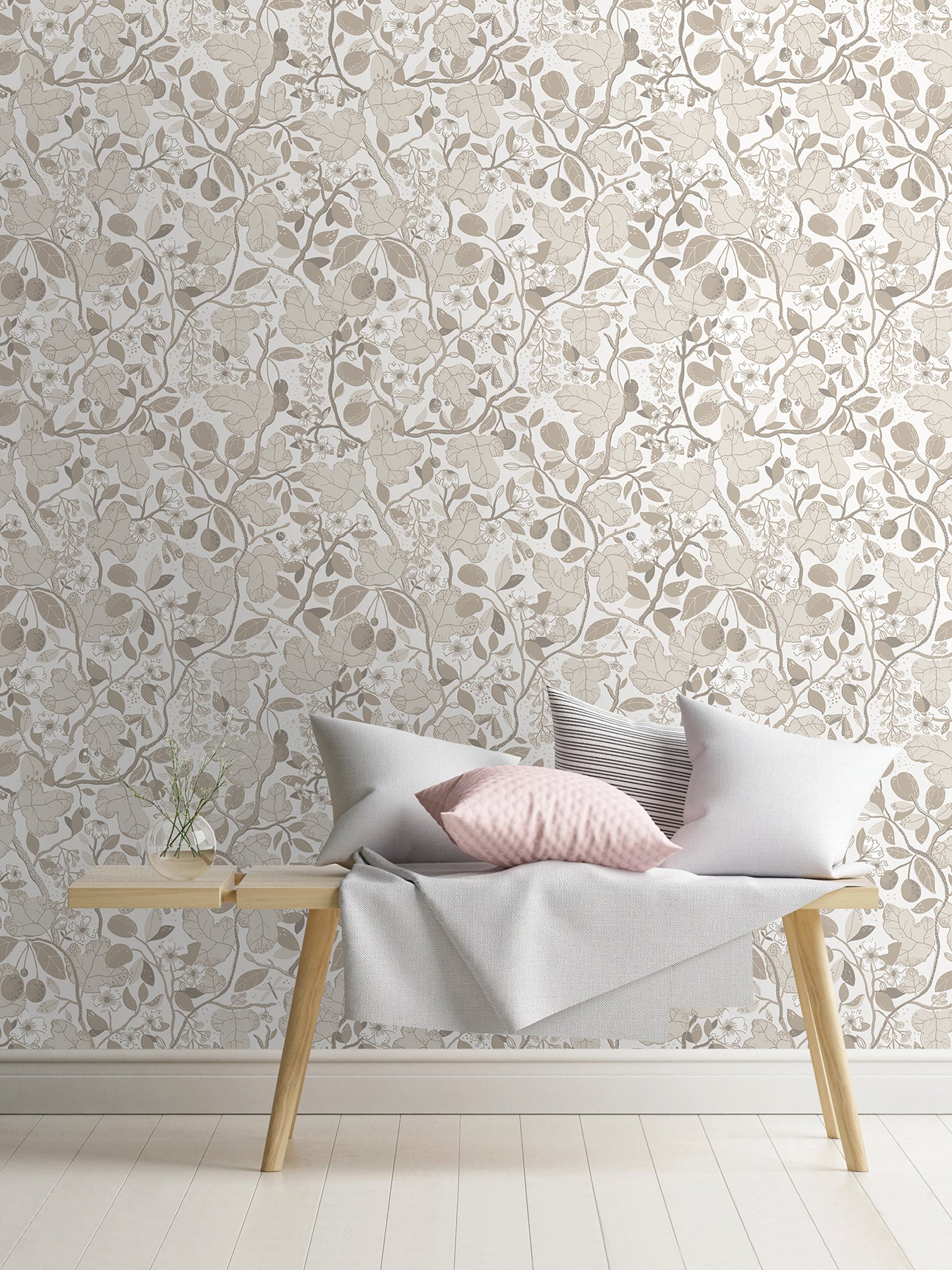 Select 2932-65120 Lina Ewald Beige Garden Vines Neutral A-Street Prints Wallpaper