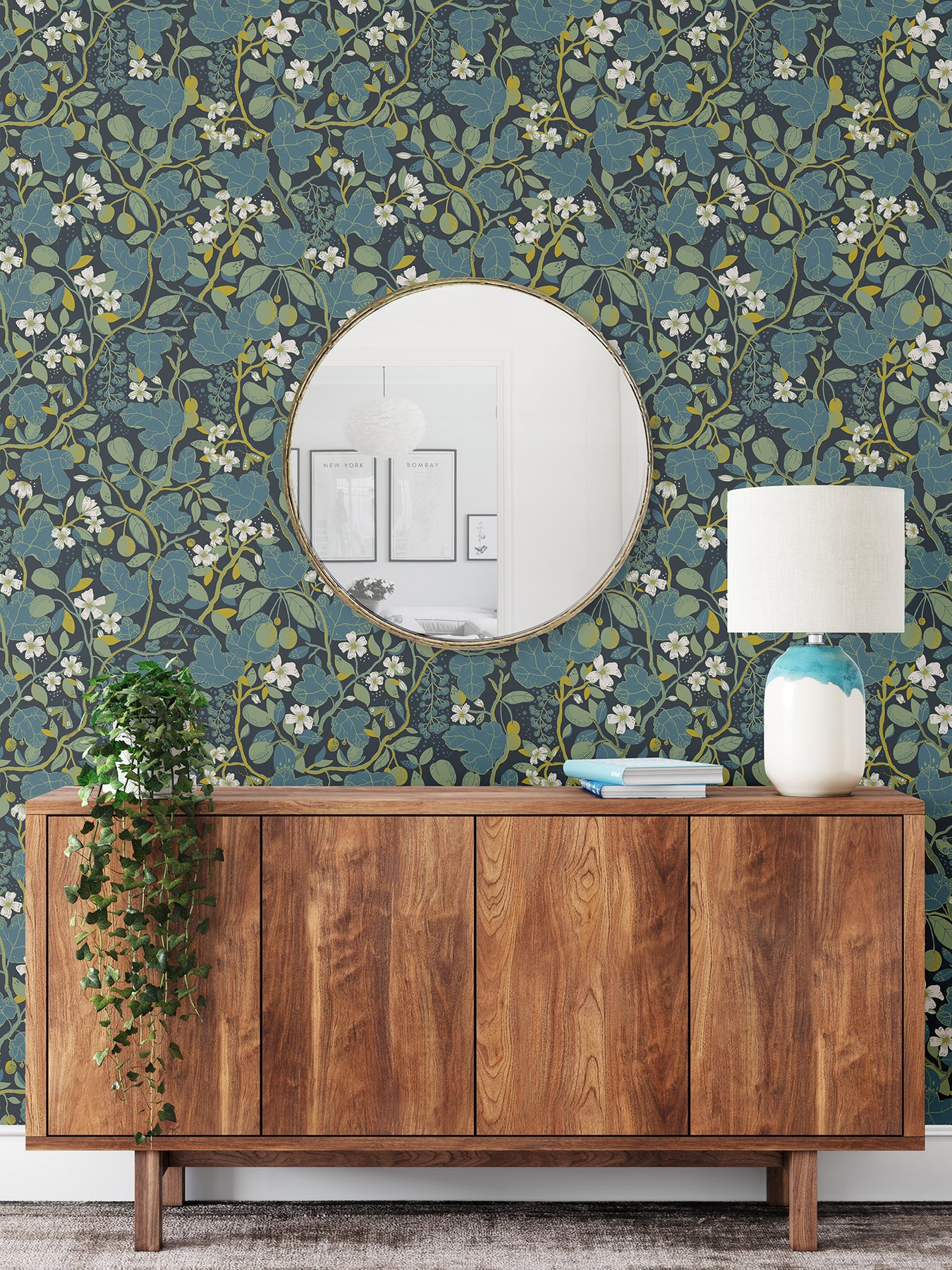Find 2932-65122 Lina Ewald Blue Garden Vines Blue A-Street Prints Wallpaper