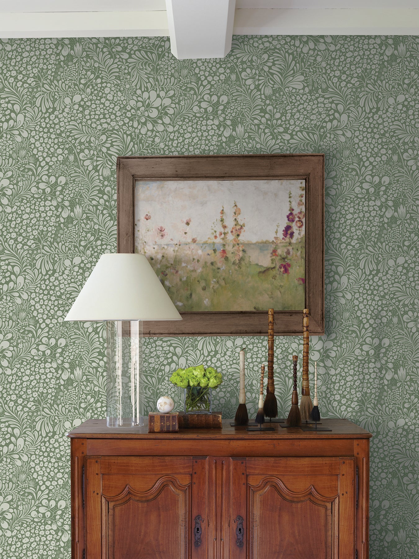 Shop 2932-65125 Lina Siv Dark Green Botanical Green A-Street Prints Wallpaper