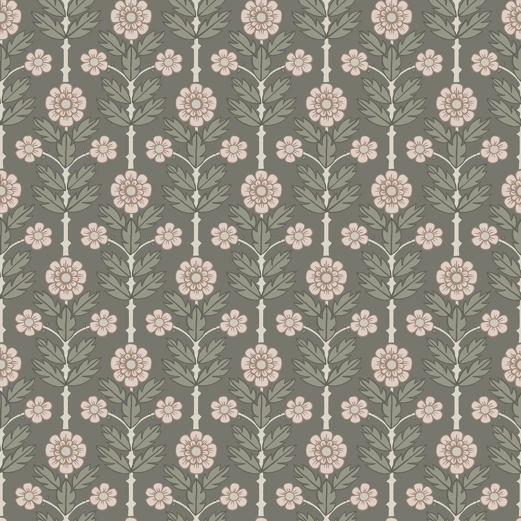 A-Street Prints 2948-33001 Anemone Grey Floral Wallpaper