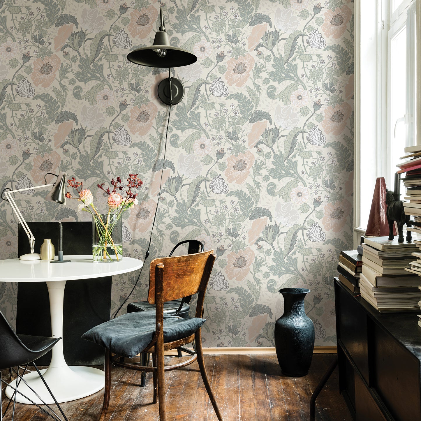 Buy 2948-33000 Spring Anemone Light Grey Floral Grey A-Street Prints Wallpaper