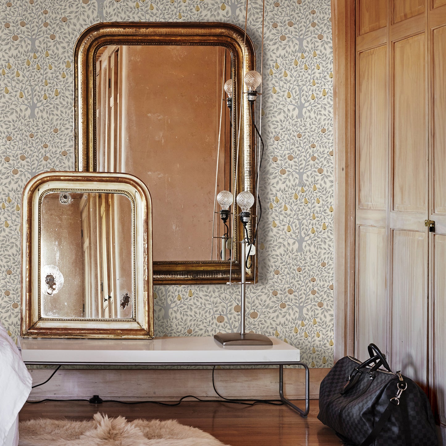 Acquire 2948-33012 Spring Pomona Light Grey Fruit Tree Grey A-Street Prints Wallpaper