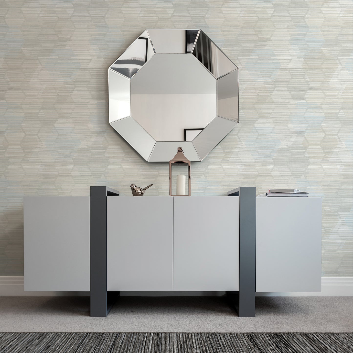 View 2949-60502 Imprint Jabari Grey Geometric Faux Grasscloth Grey A-Street Prints Wallpaper