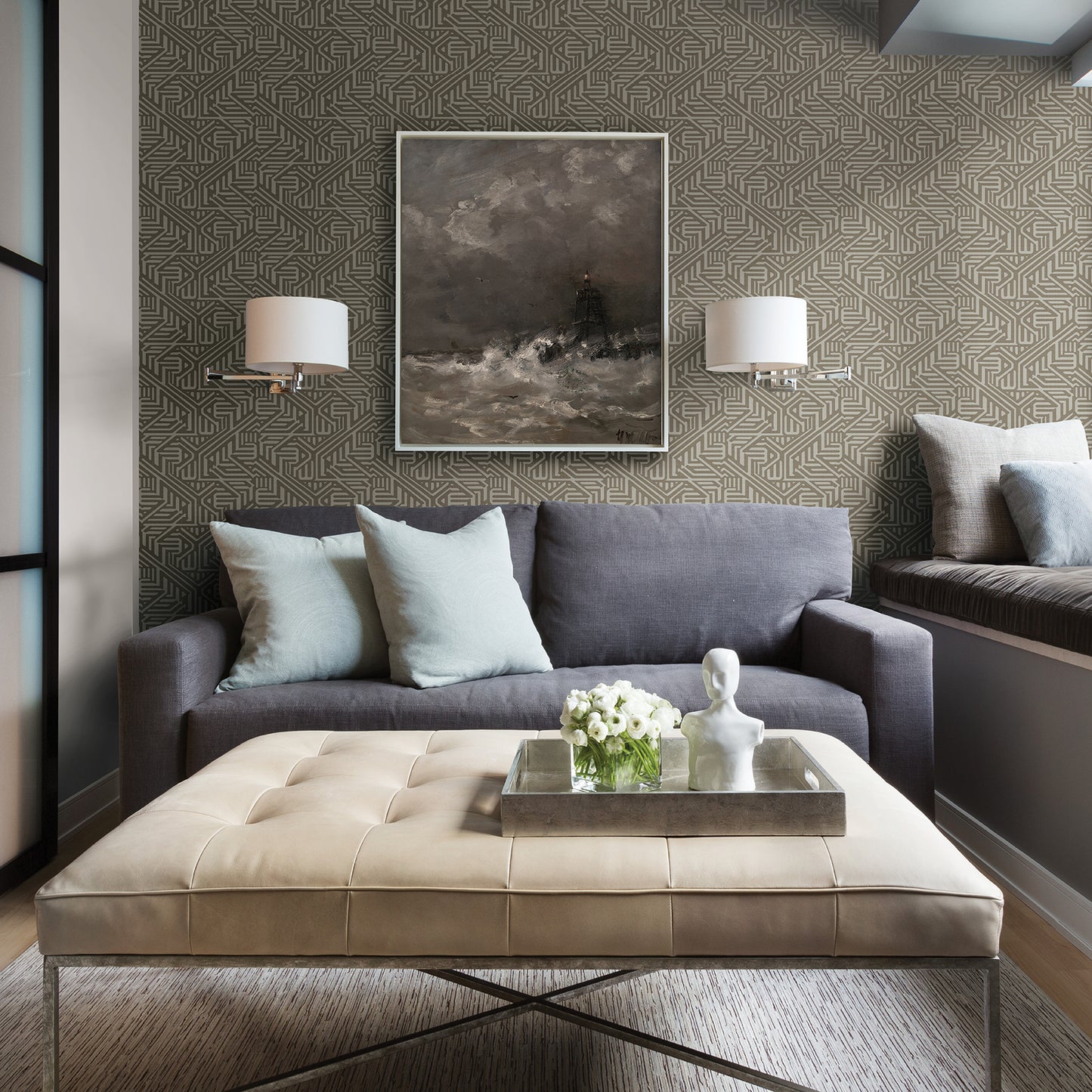 Acquire 2949-60609 Imprint Nambiti Brown Geometric Brown A-Street Prints Wallpaper