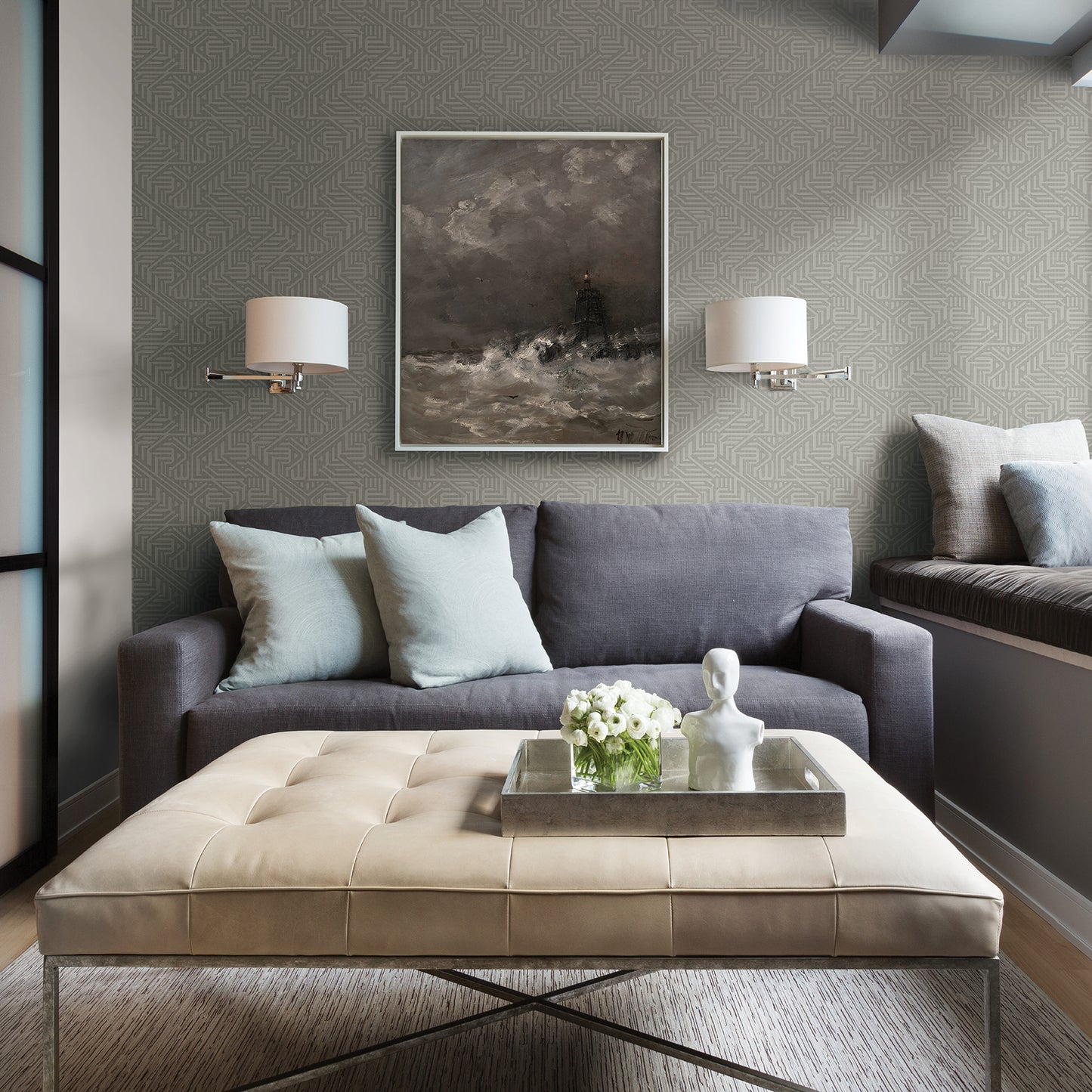 View 2949-60628 Imprint Nambiti Grey Geometric Grey A-Street Prints Wallpaper