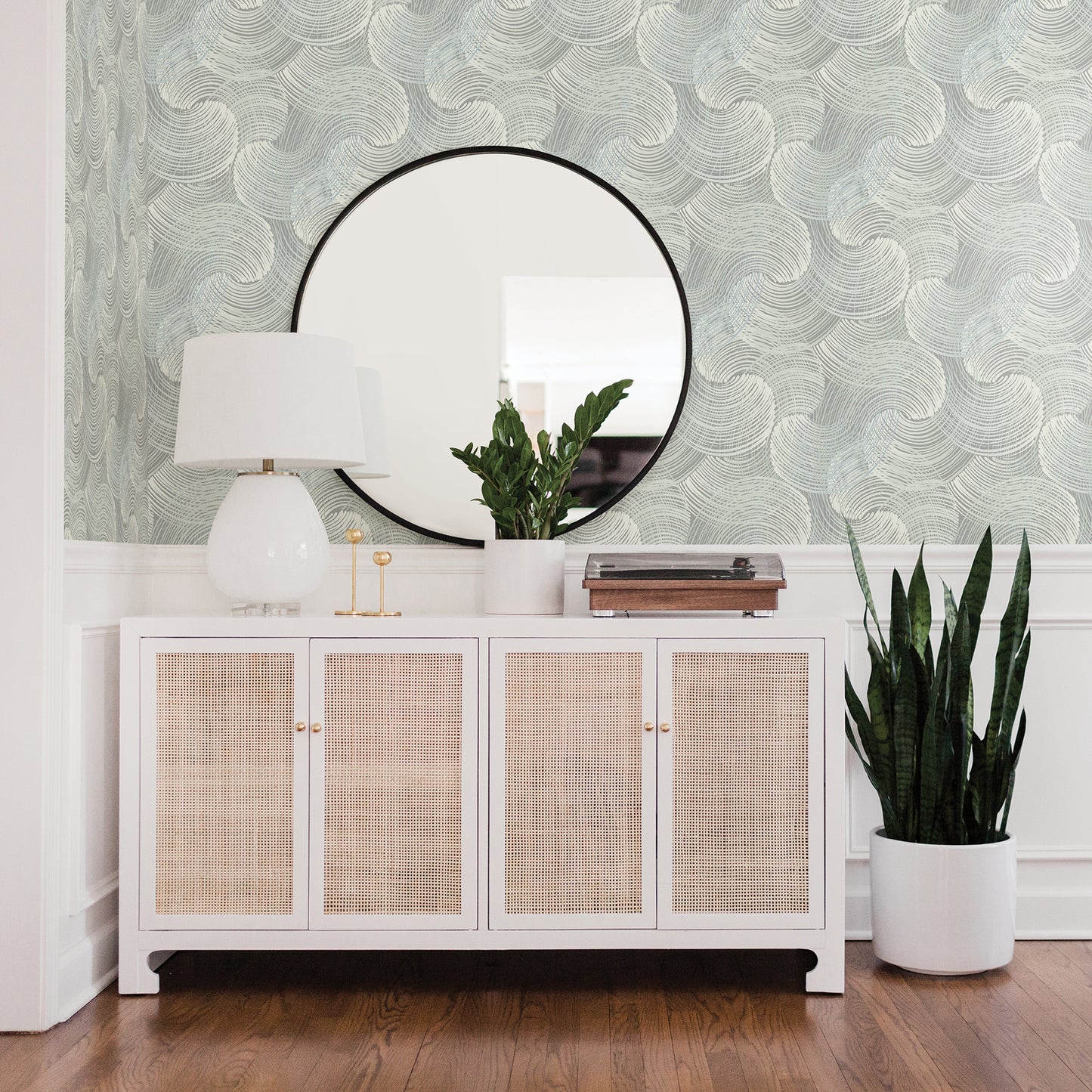 Find 2964-25909 Scott Living Karson Teal Swirling Geometric Teal A-Street Prints Wallpaper