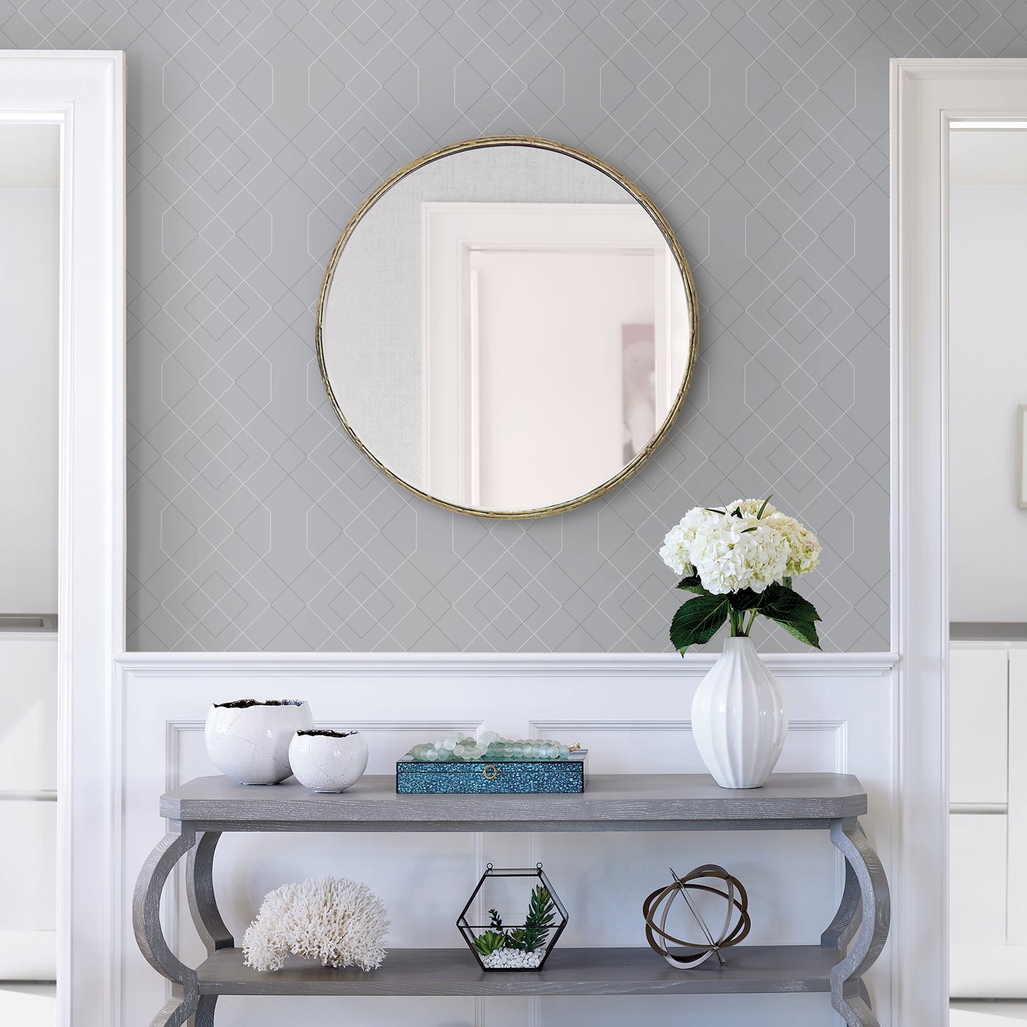 Order 2964-25910 Scott Living Ballard Pewter Geometric Pewter A-Street Prints Wallpaper